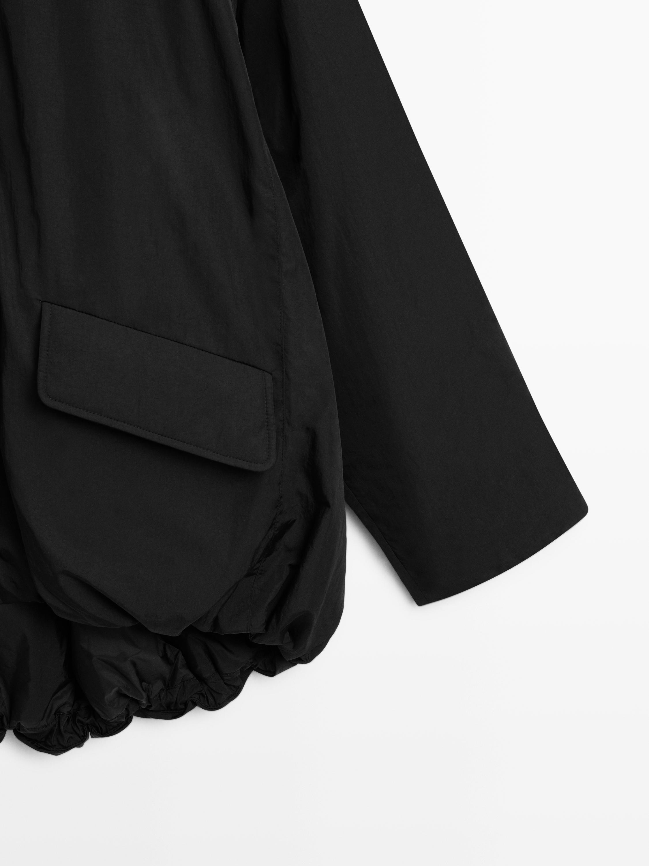 Long technical fabric parka — BLACK