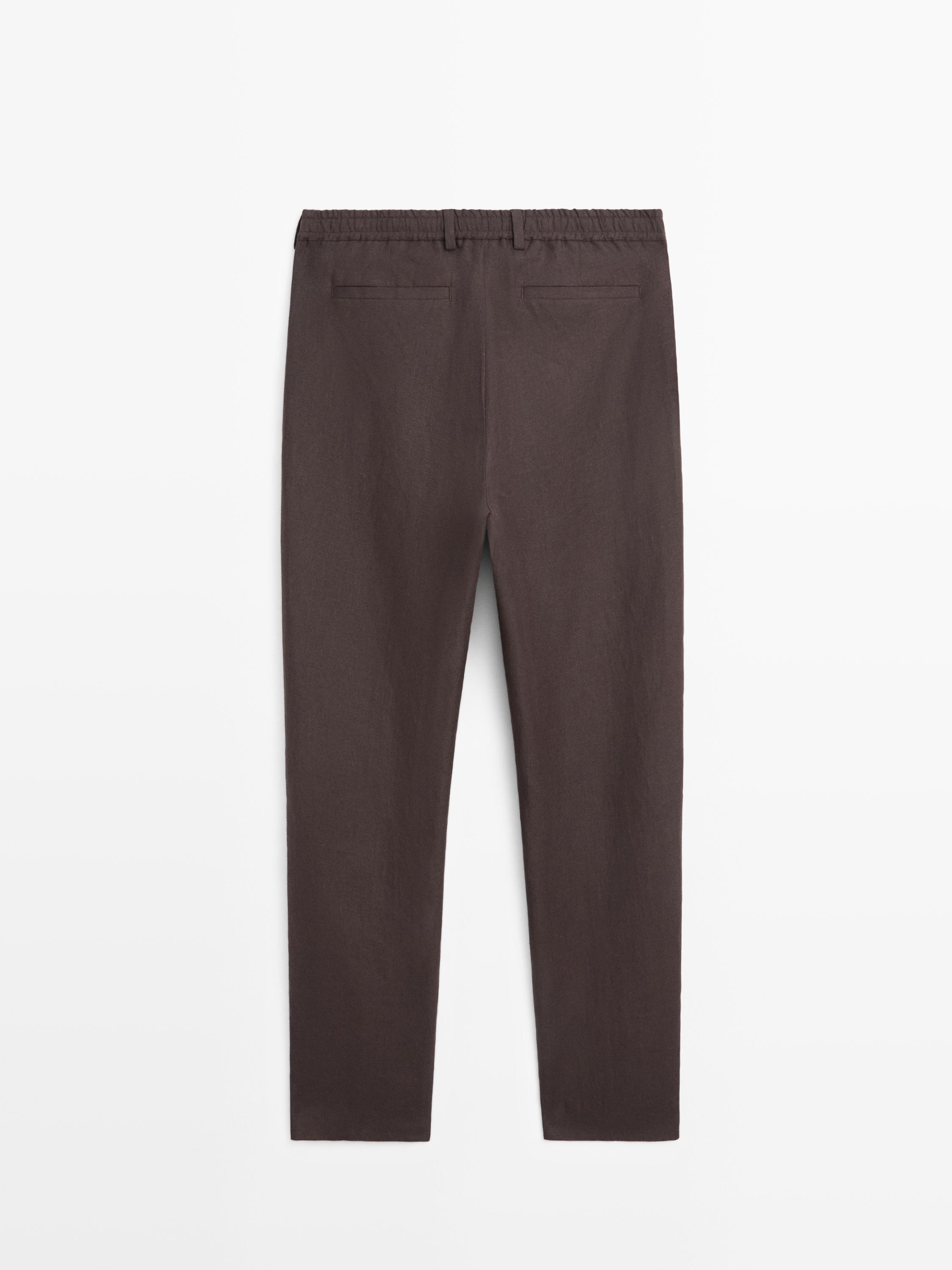 Total look linen trousers — Chocolate