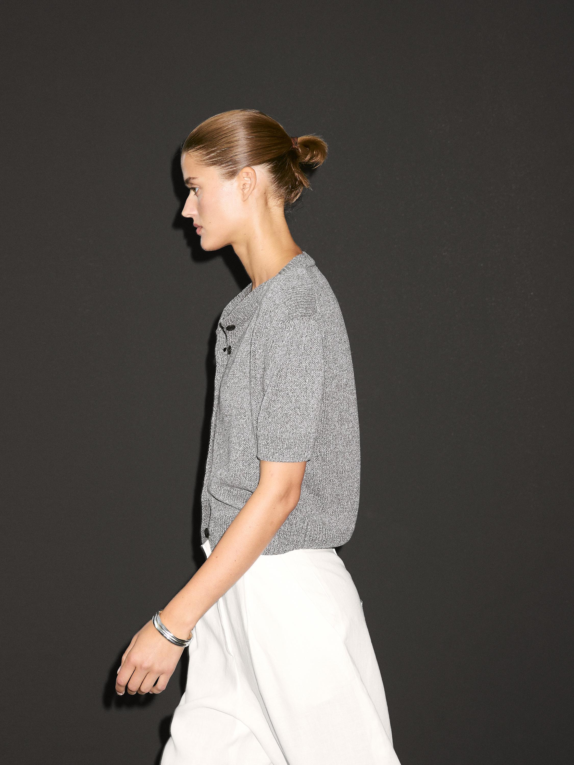 Kardigan z mieszanki bawełny z krótkim rękawem