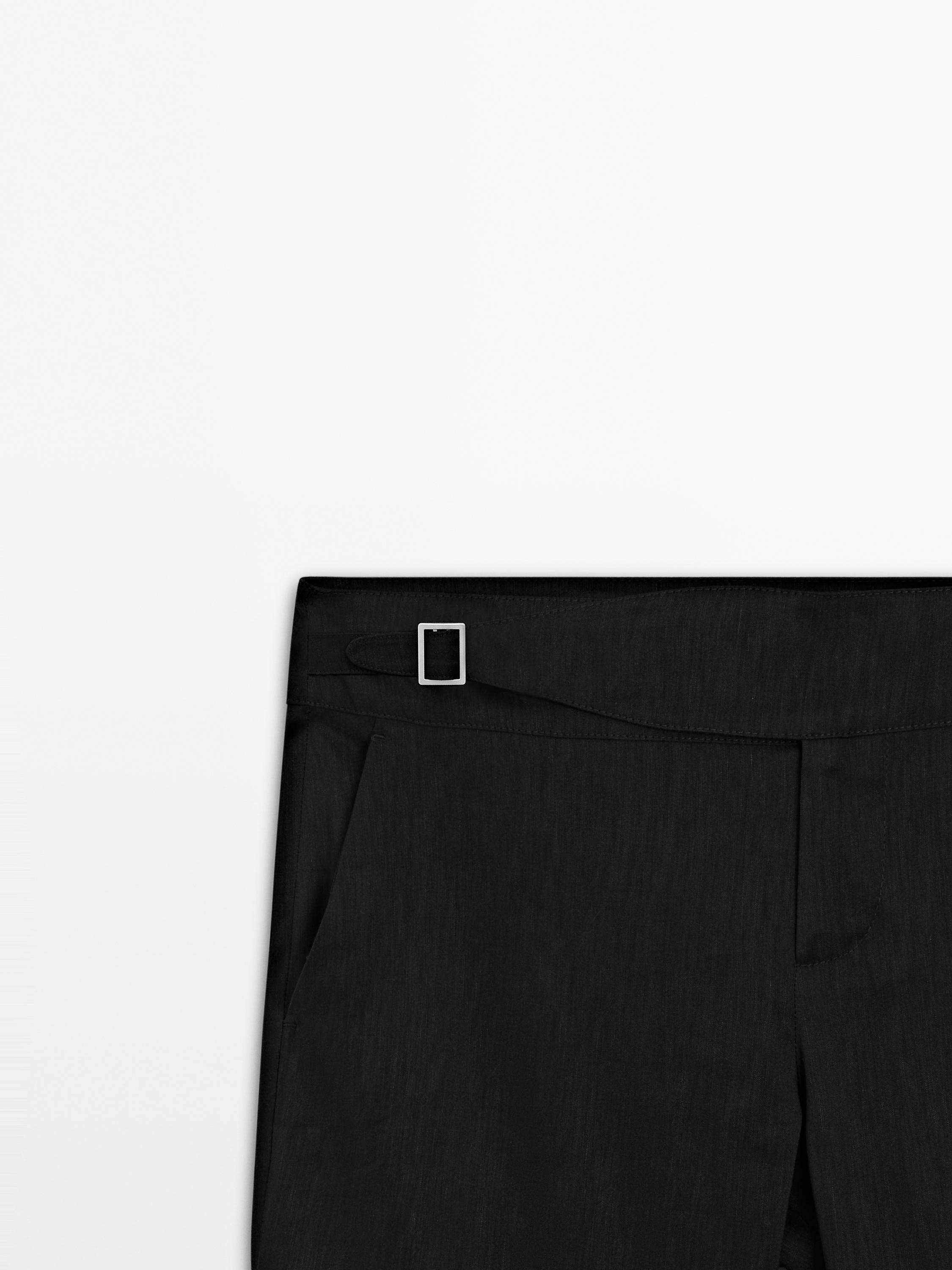 Straight-leg low-rise stretch trousers