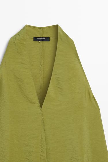 Flowing surplice halter top — Green 4