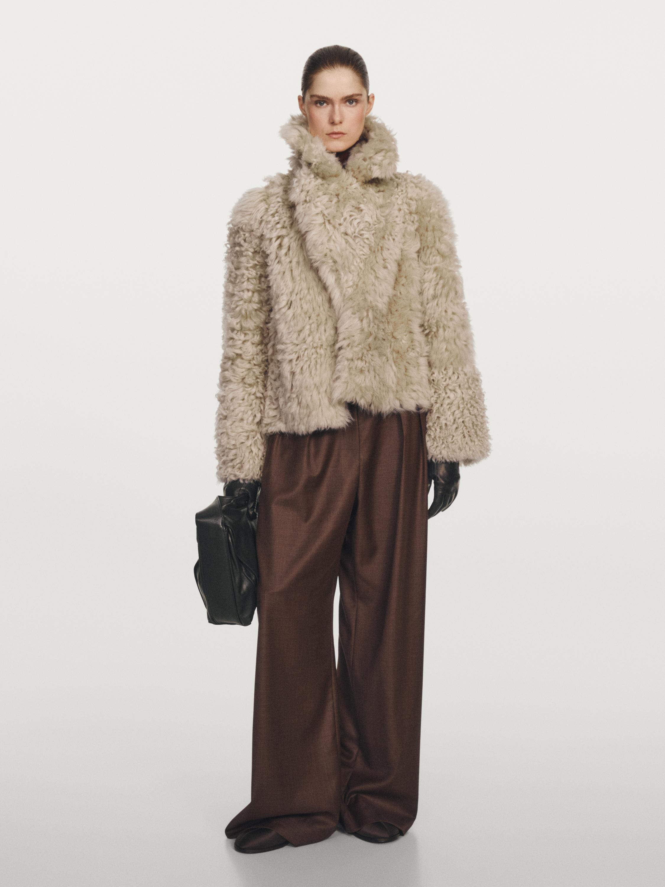 Short leather coat with fur - STUDIO — CREAM