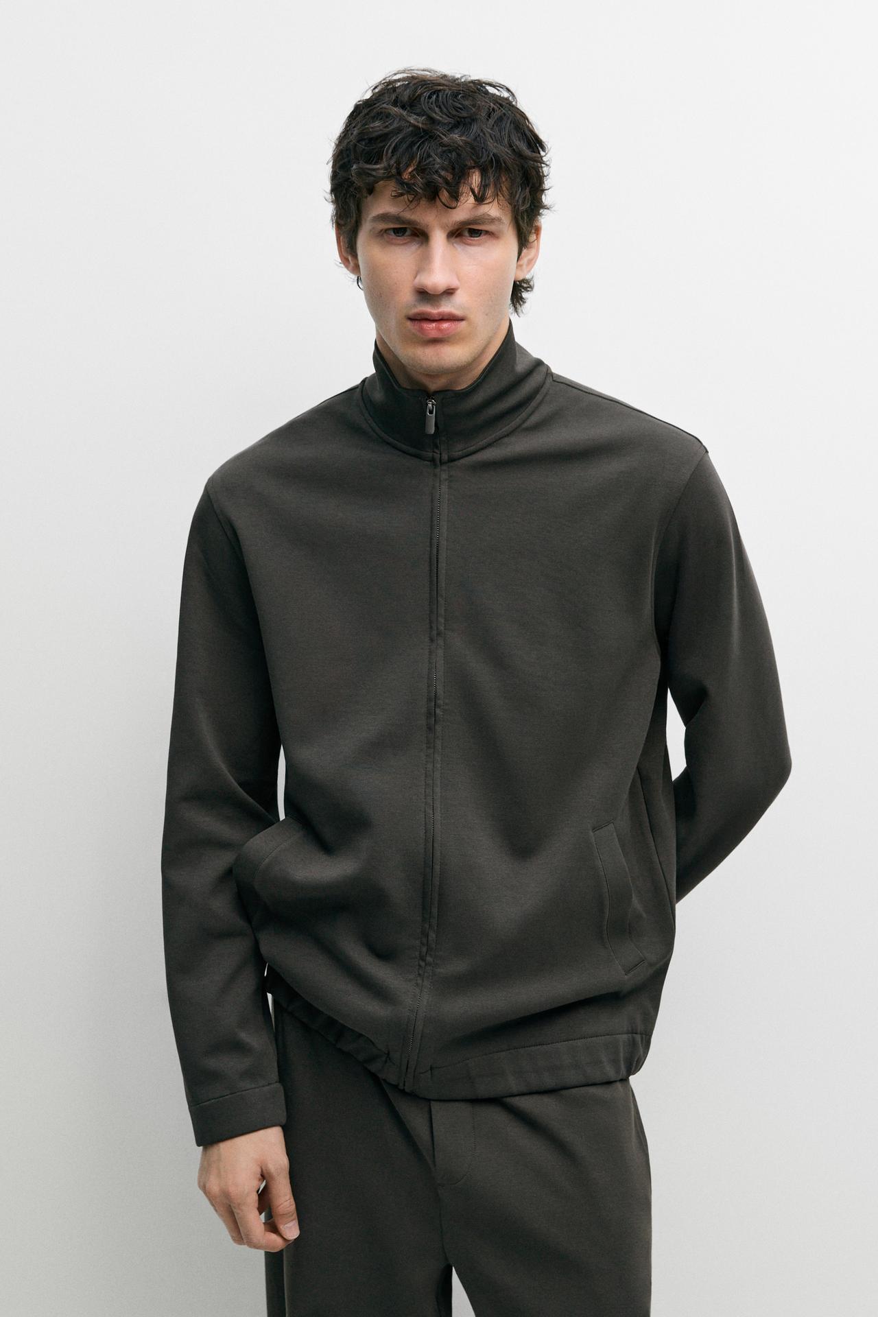 Cotton-Blend Suede Jacket, Co-ord Look — DARK GREEN