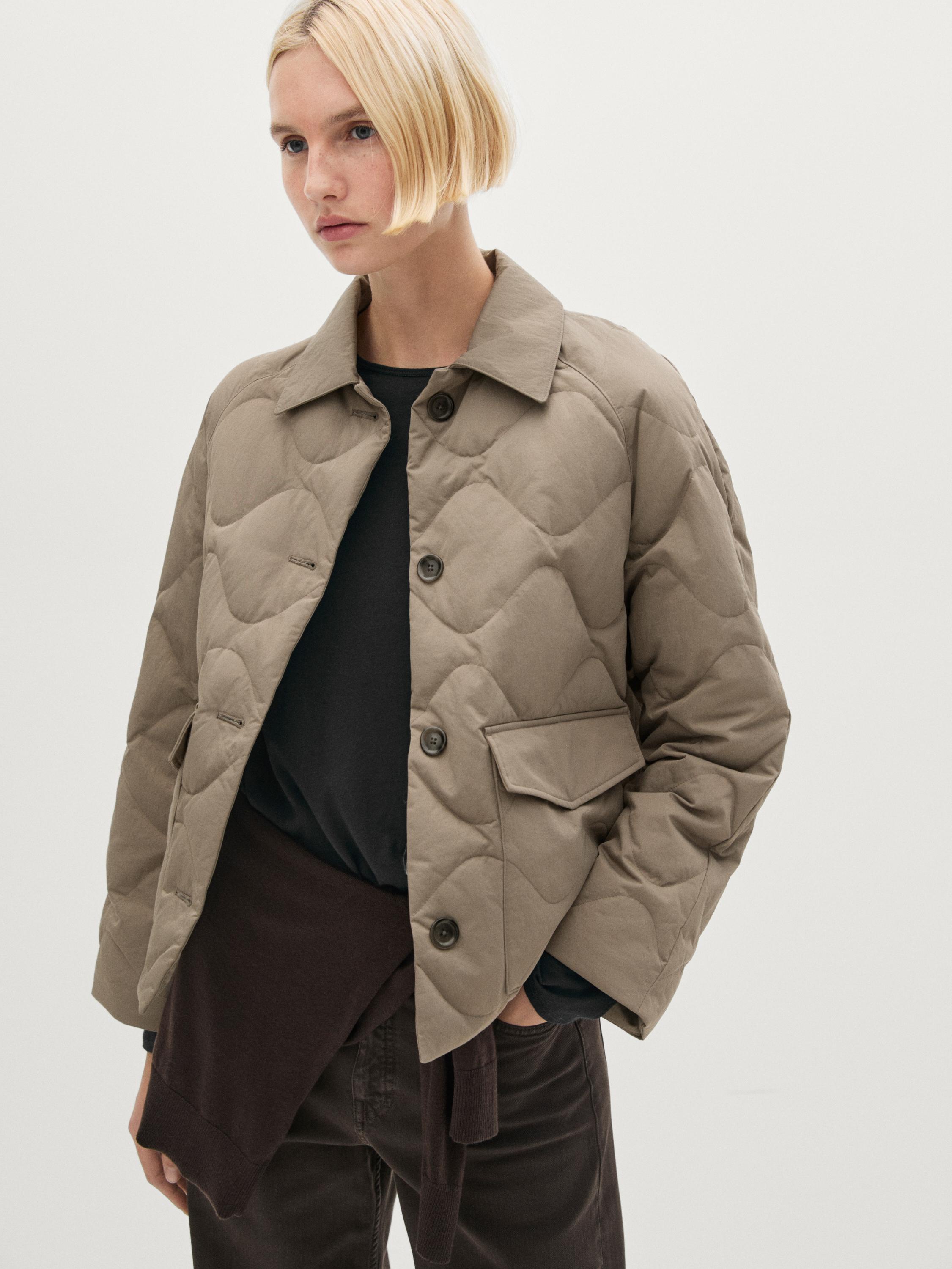 Chaqueta Acolchada Abrigo Paño Mujer Massimo Dutti Chaqueta
