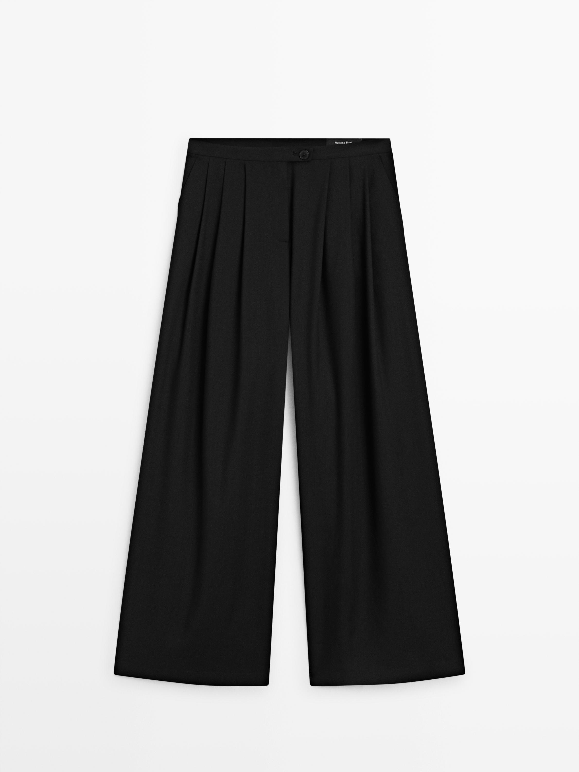 Flowing trousers with darts — BLACK