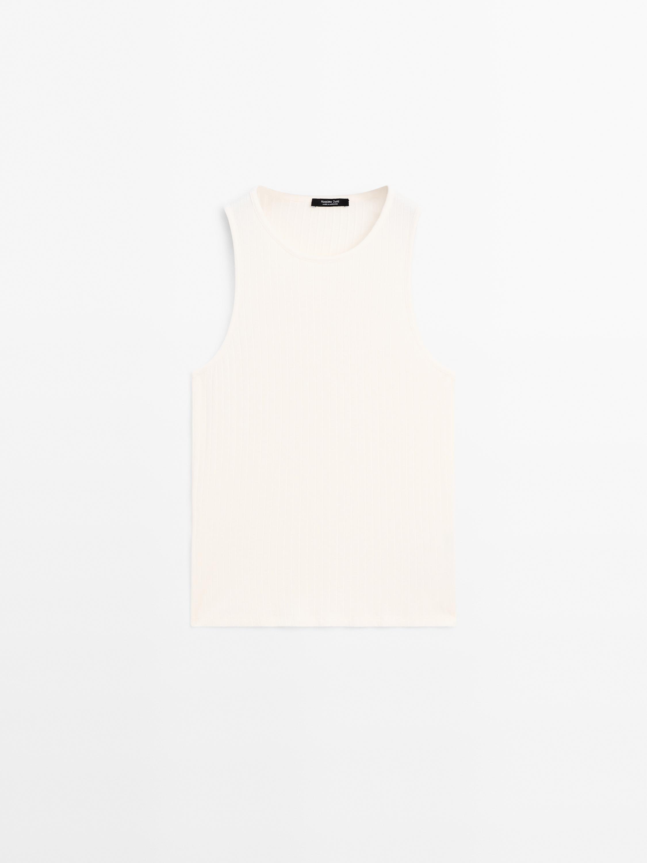 Top punto canalé cuello halter