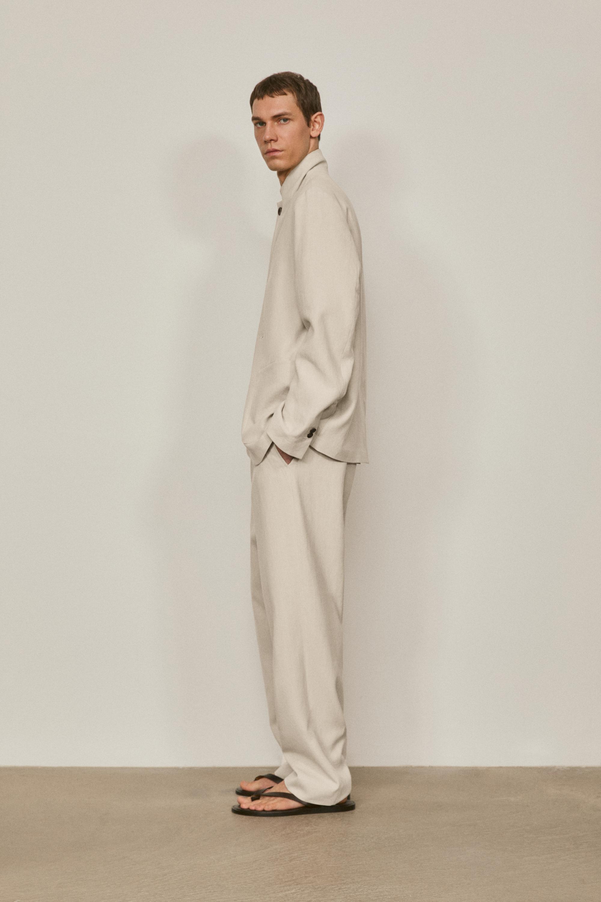 100% linen suit blazer with pocket details - LIMITED EDITION — CREAM