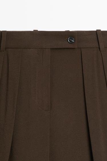Wide-leg pants with pleats — Chocolate 4