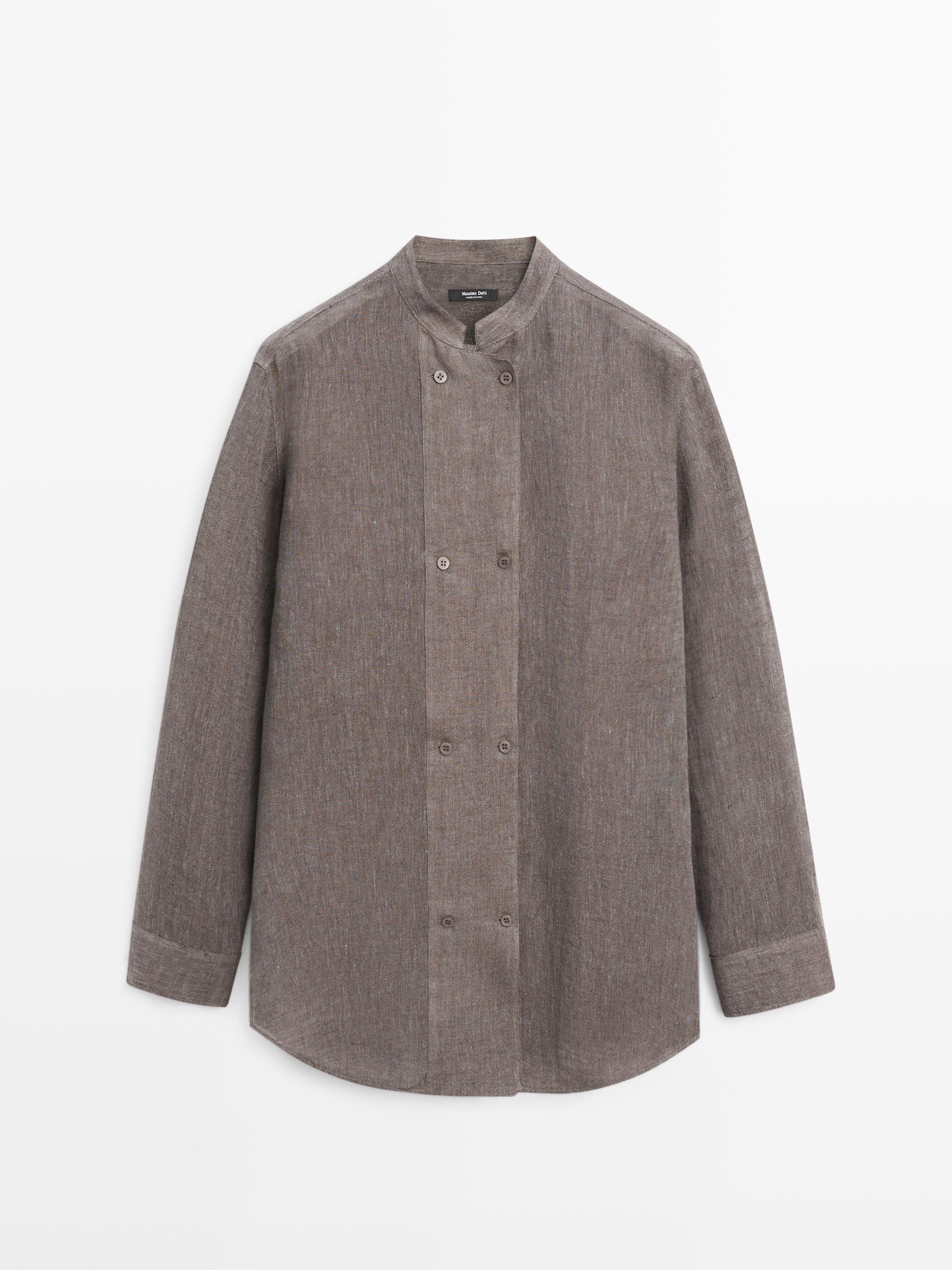 Flowing linen blend shirt with button details