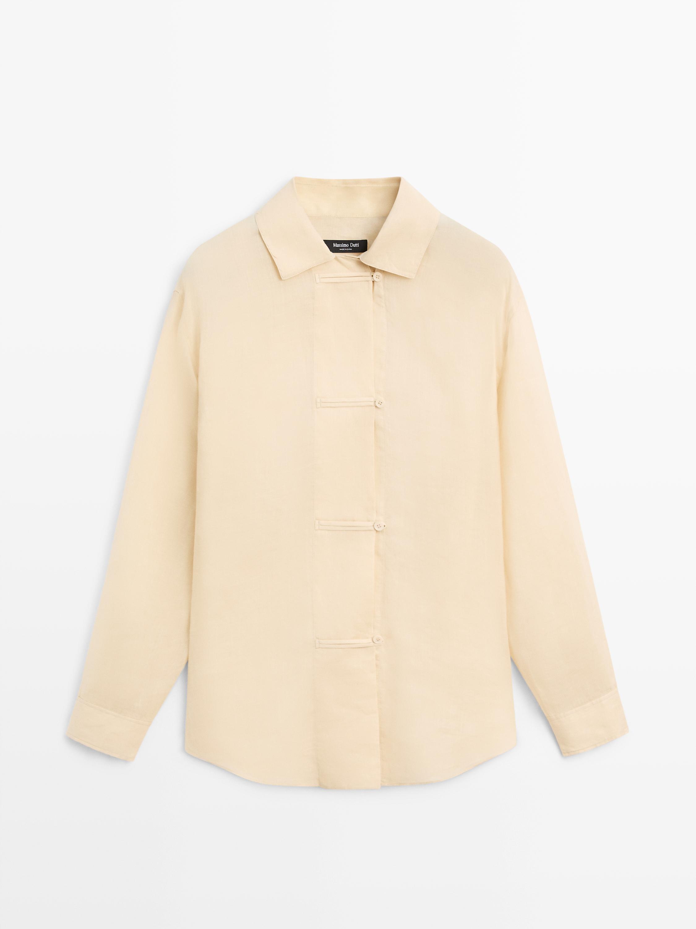 Camisa fluida total look 100% rami