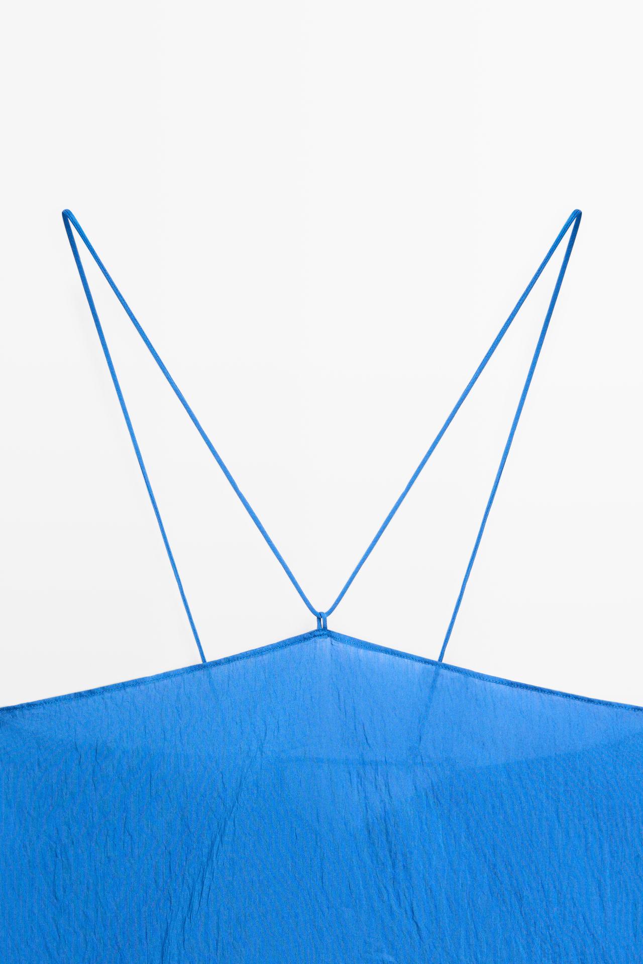 Flowing halter top with tie detail — BLUE