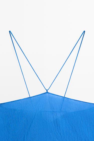 Flowing halter top with tie detail — BLUE 9