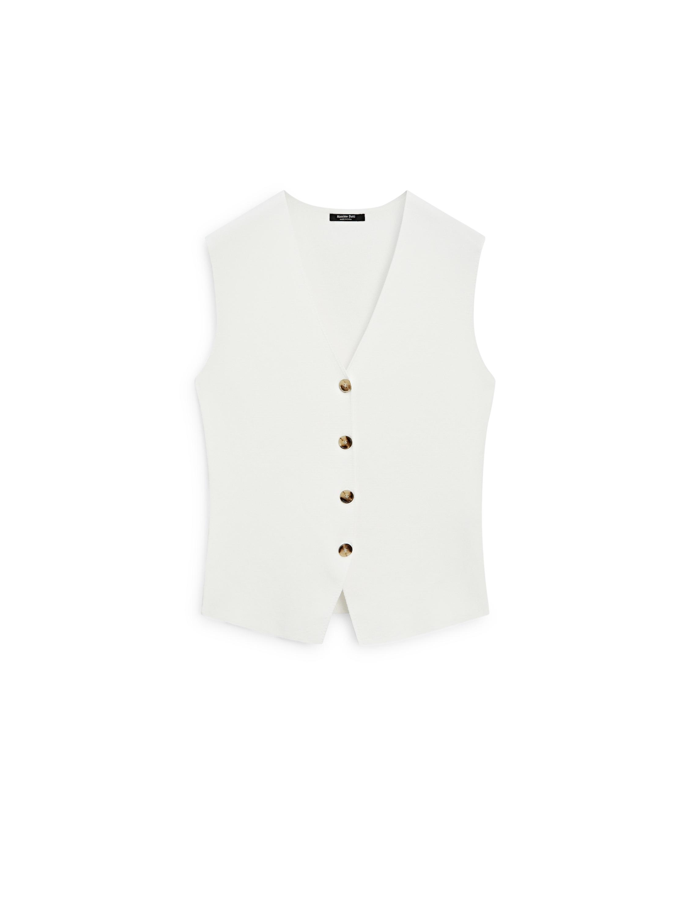 Knit waistcoat with button details — WHITE
