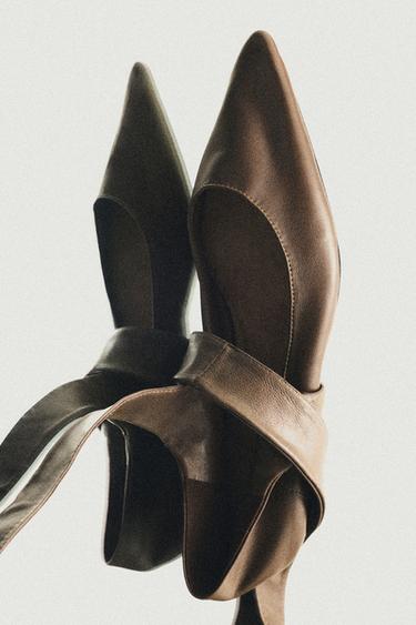 Leather lace-up ballet flat - LIMITED EDITION — KHAKI 3