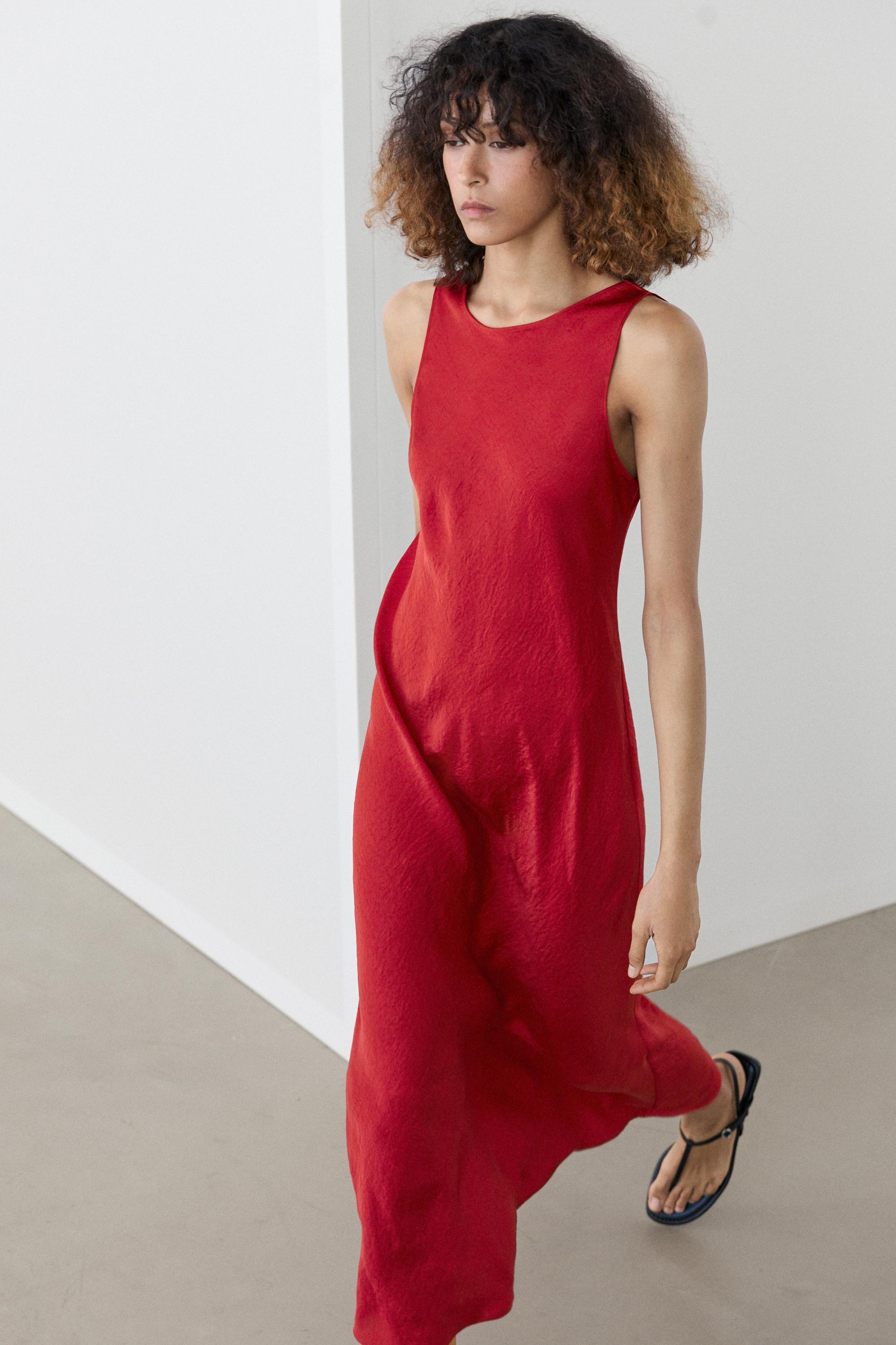 Flowing midi dress — Red