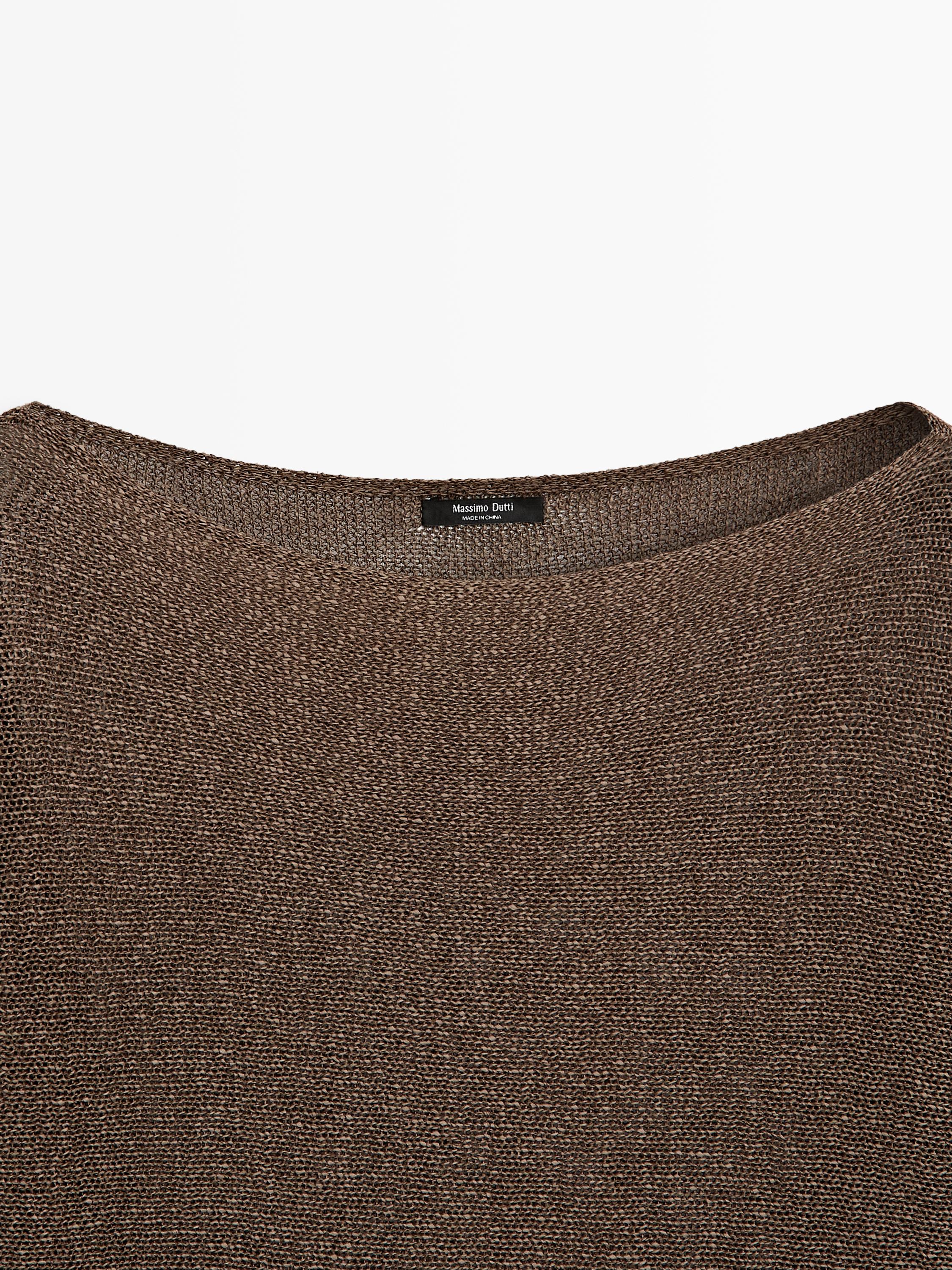 Flowing cotton blend knit sweater — BROWN