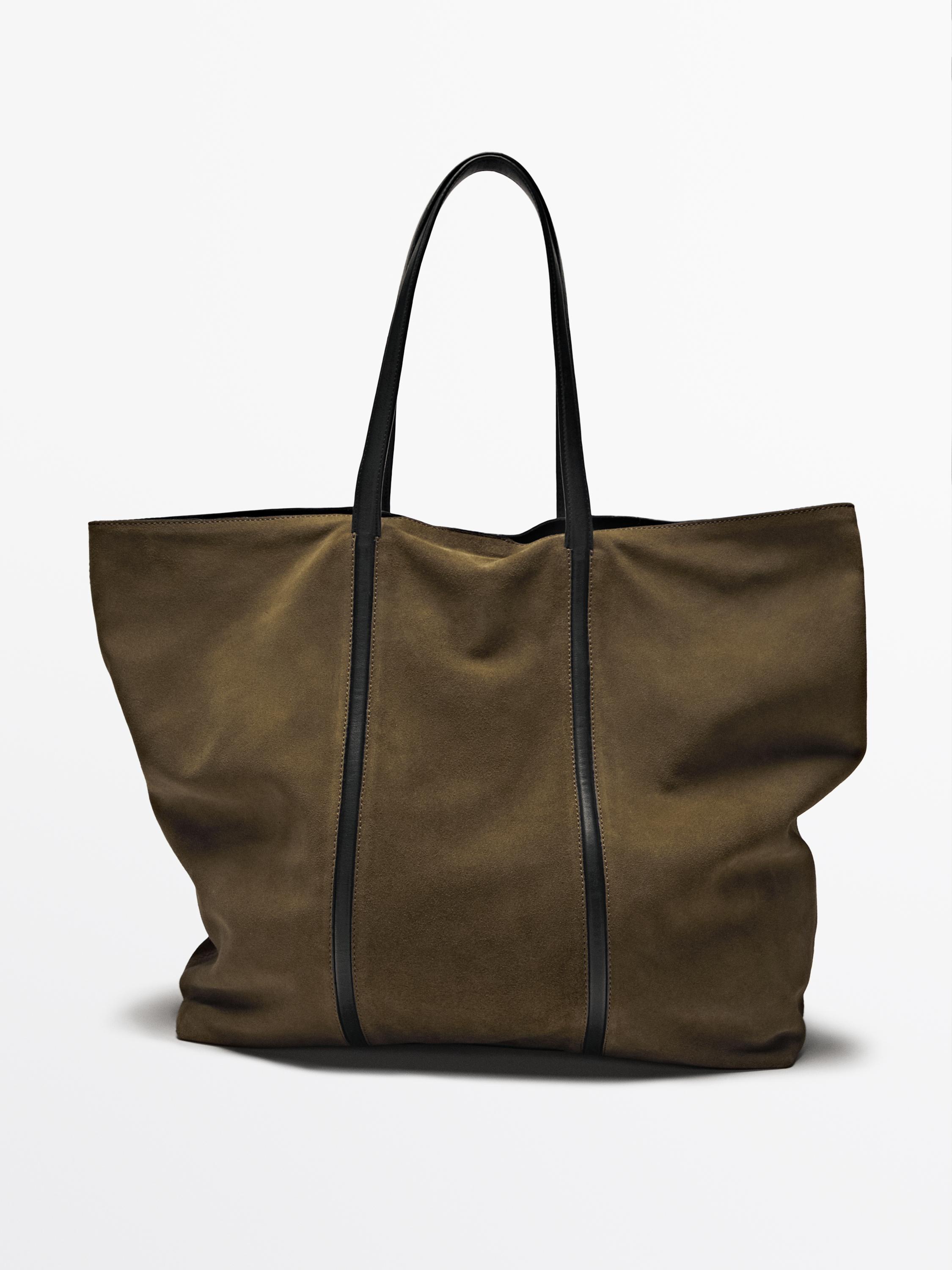 Splitsuède leren shopper