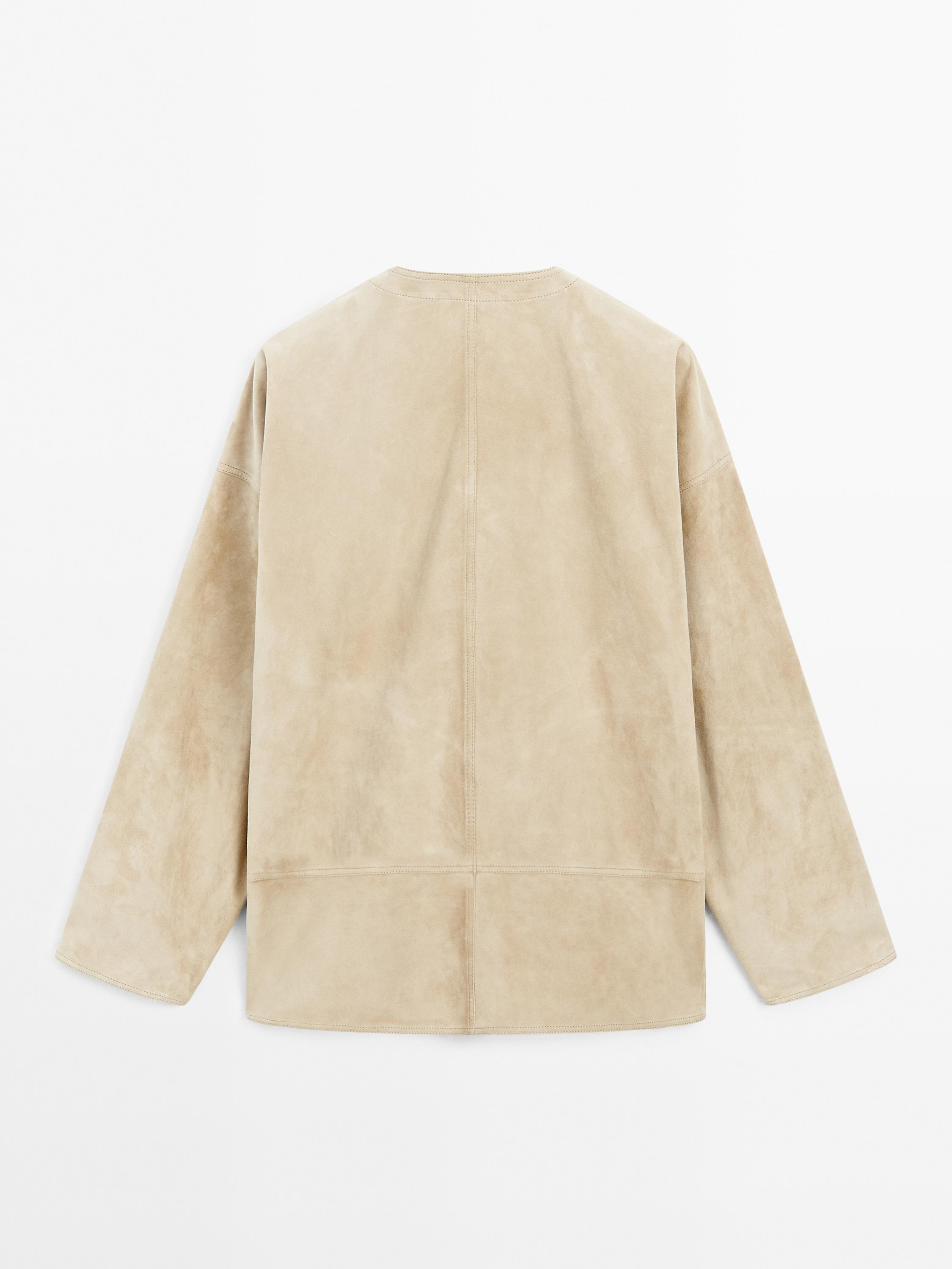 Wide suede leather blouse
