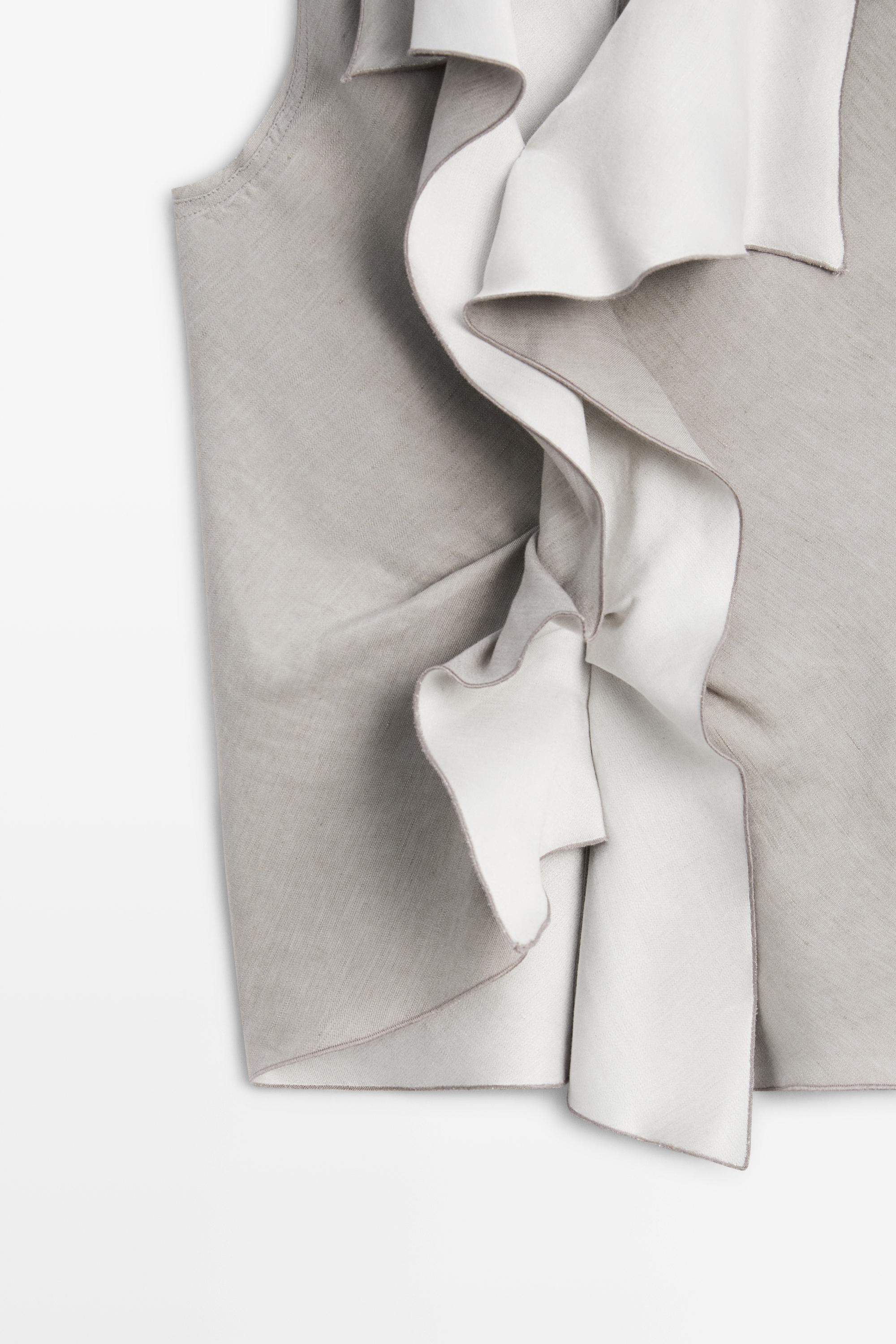 STUDIO Ruffle-detail flowing top — STONE