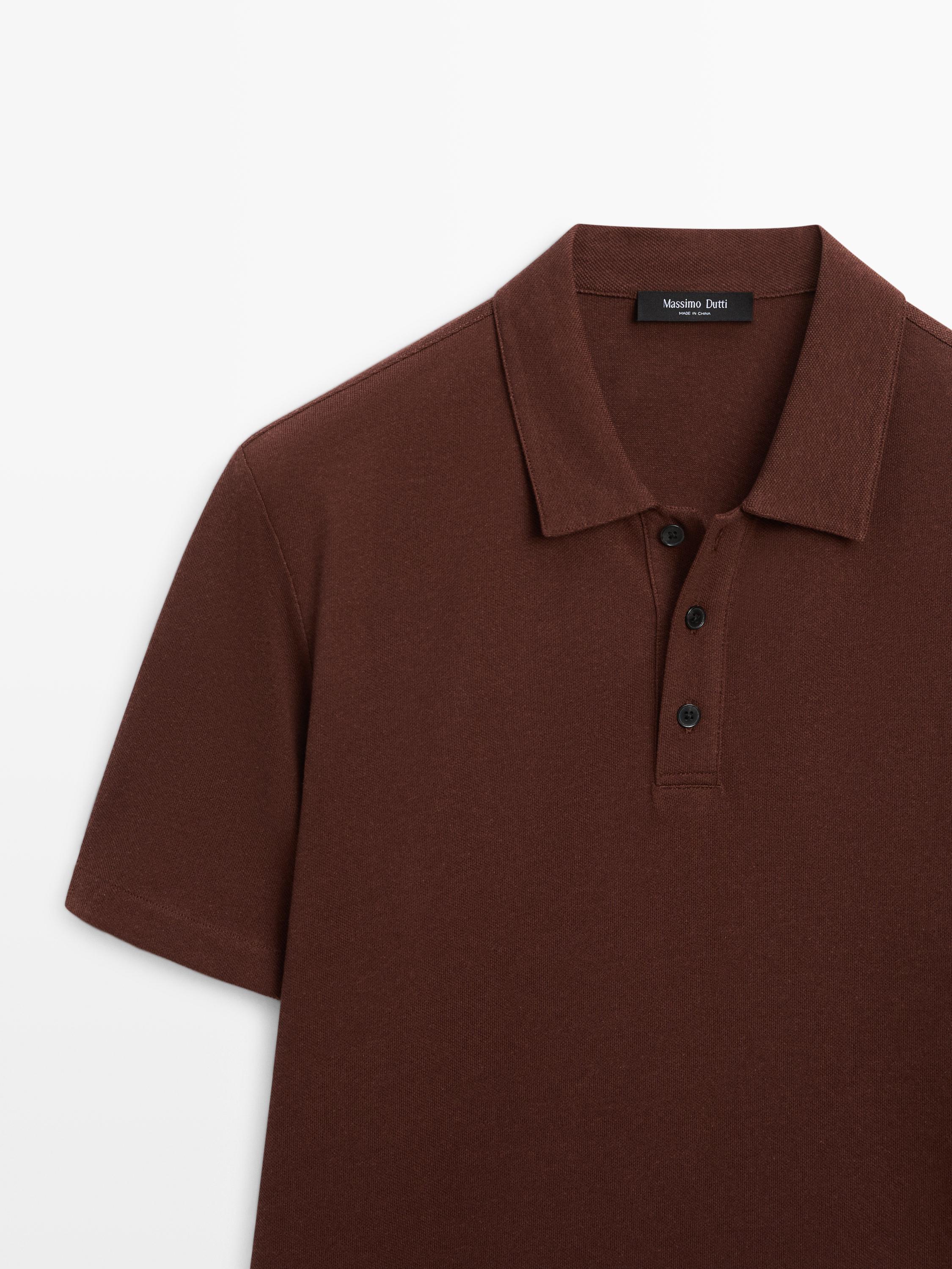 Polo micro-texturé en coton mélangé