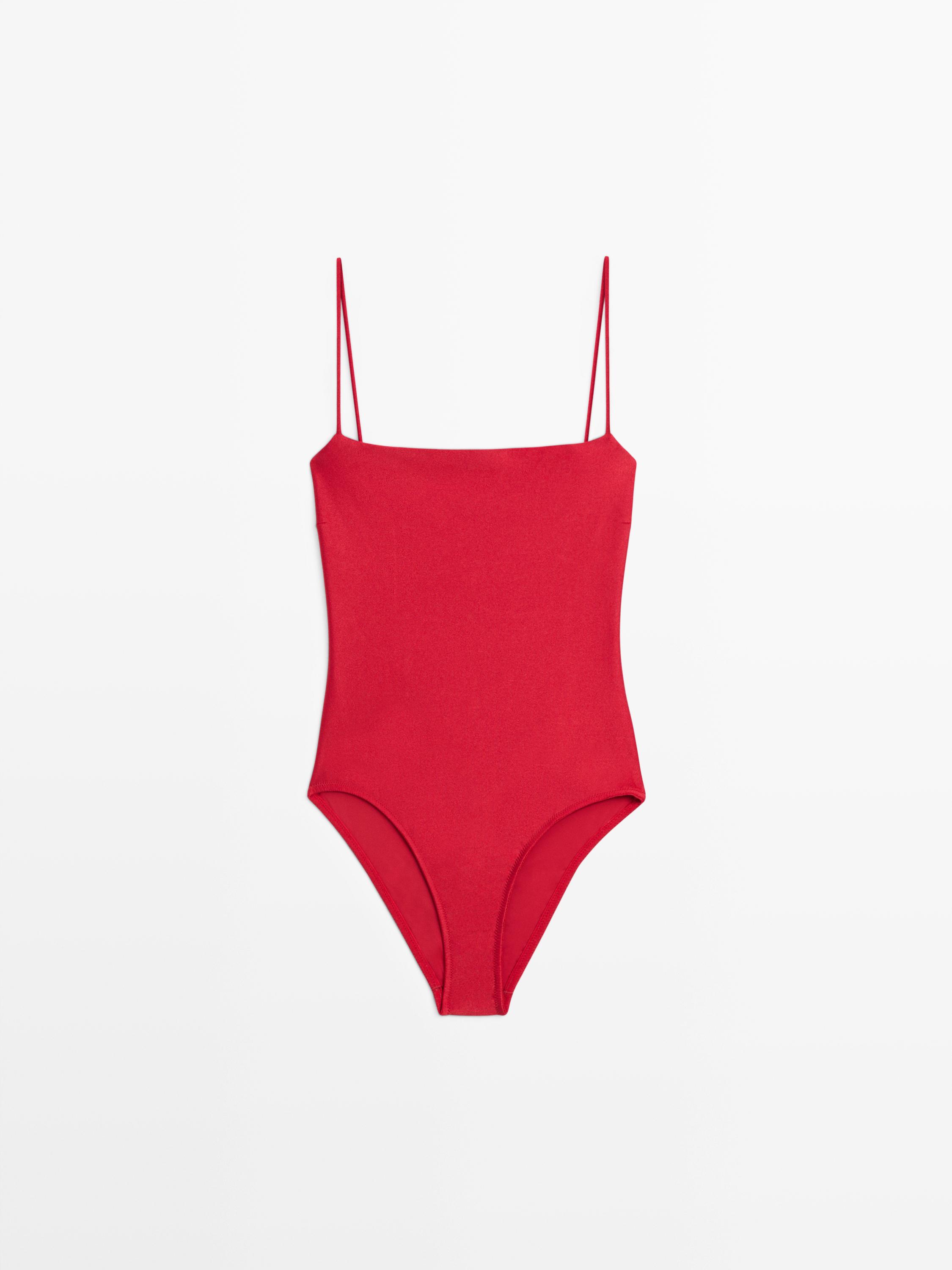 Swimsuit with thin straps — RED