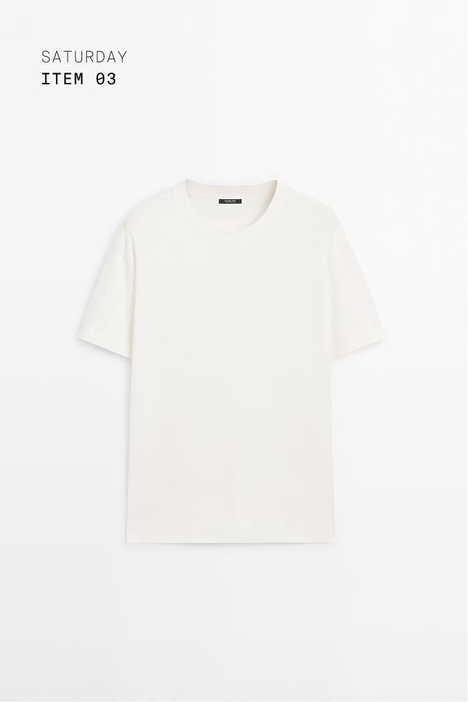100% cotton short sleeve T-shirt — CREAM