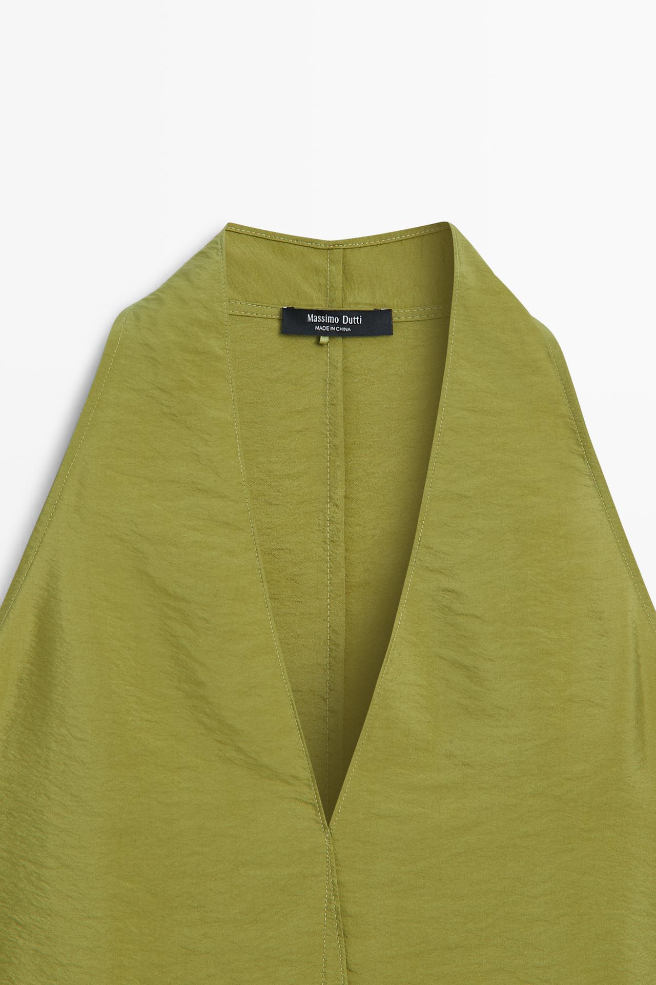 Flowing surplice halter top — Green