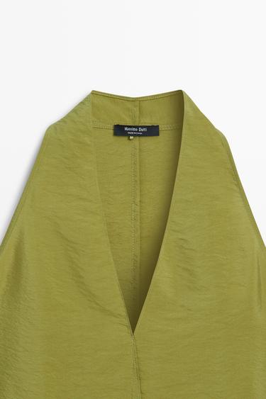 Flowing surplice halter top — Green 9