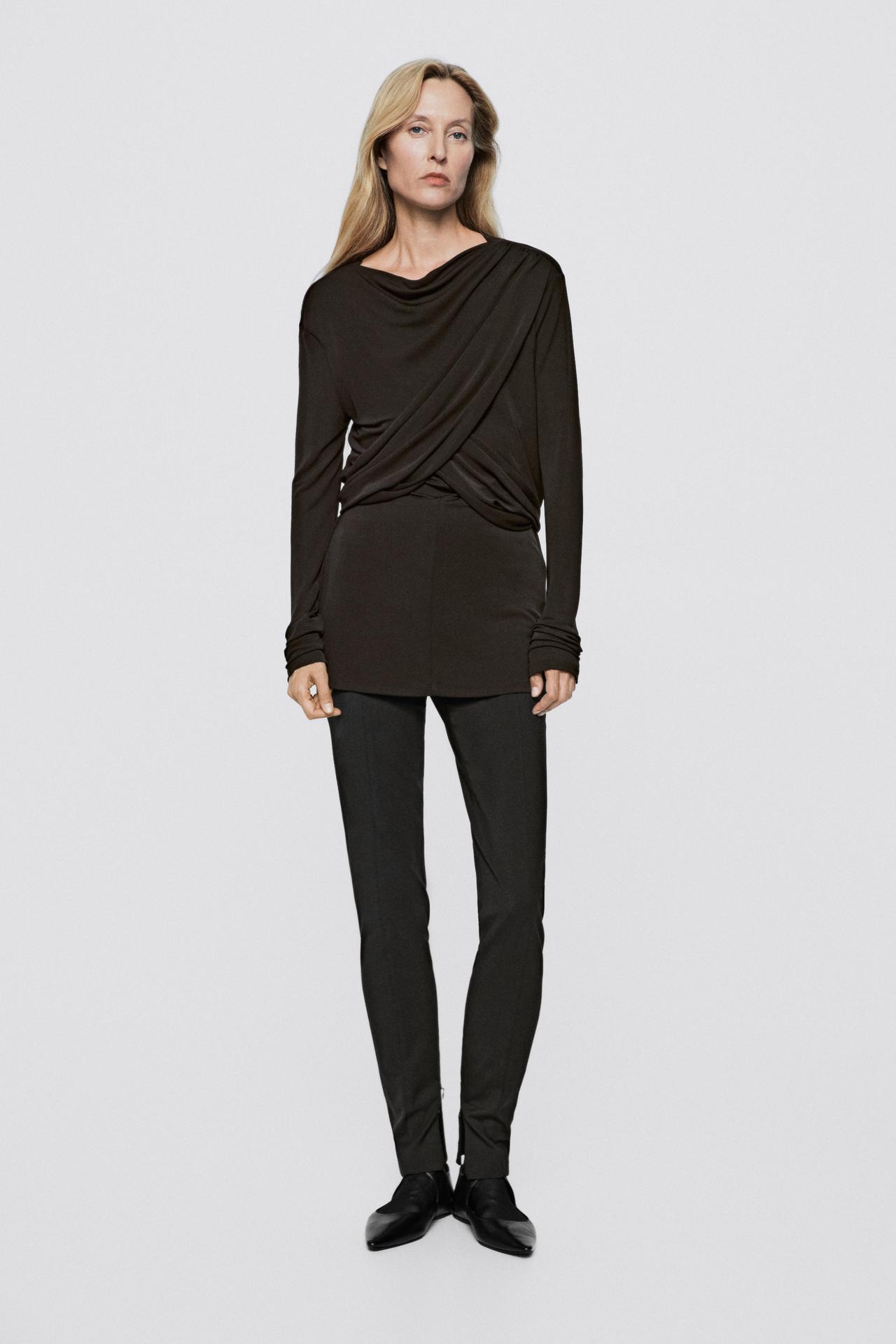 Draped long sleeve top - LIMITED EDITION — BROWN