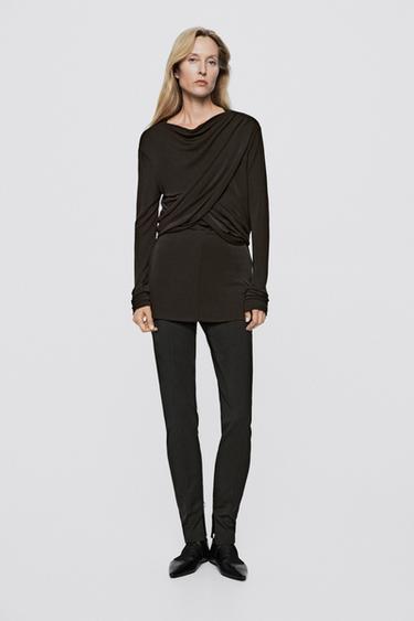 Draped long sleeve top - LIMITED EDITION — BROWN 1