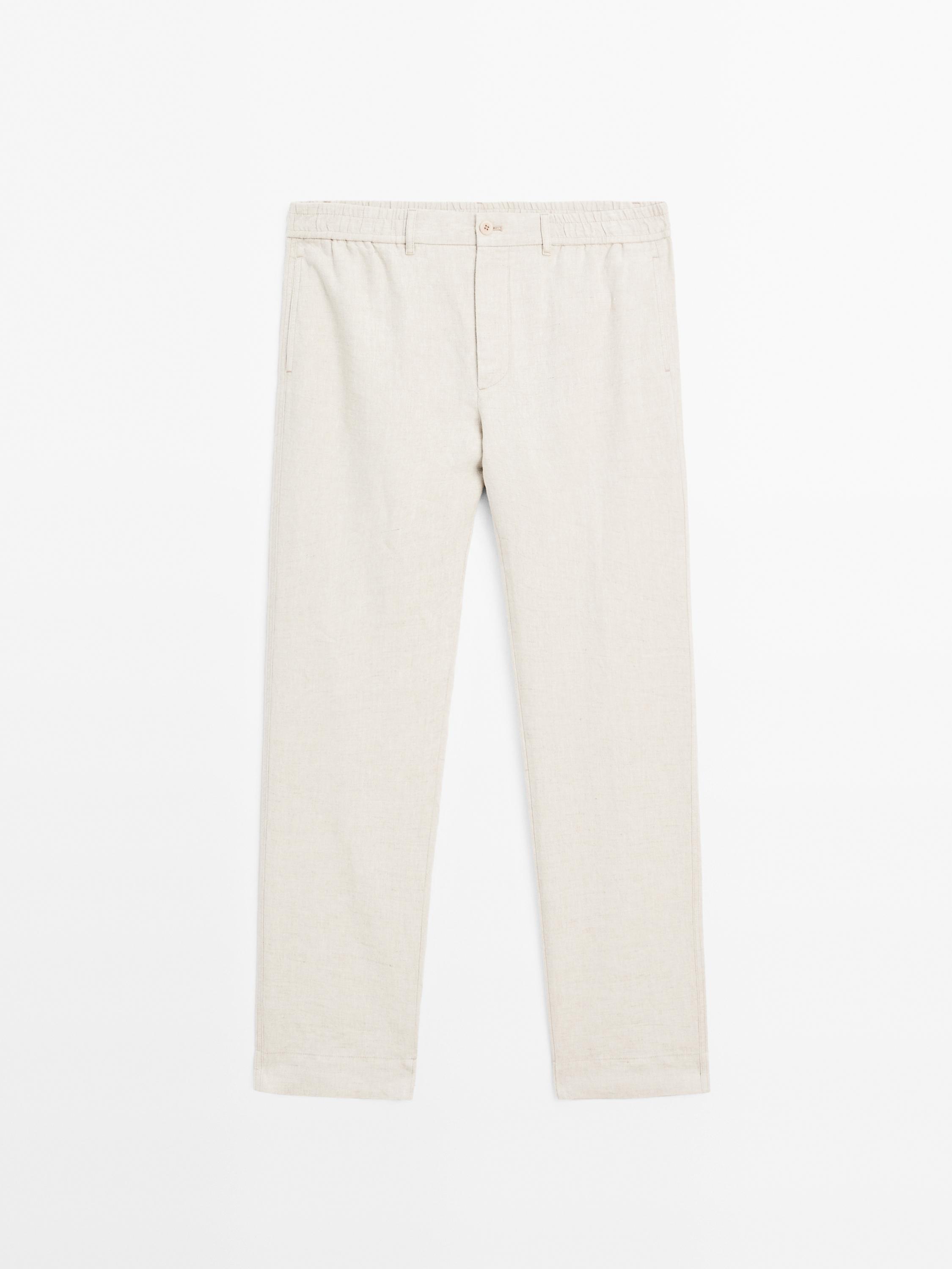 Joggingbyxor i 100 % linne
