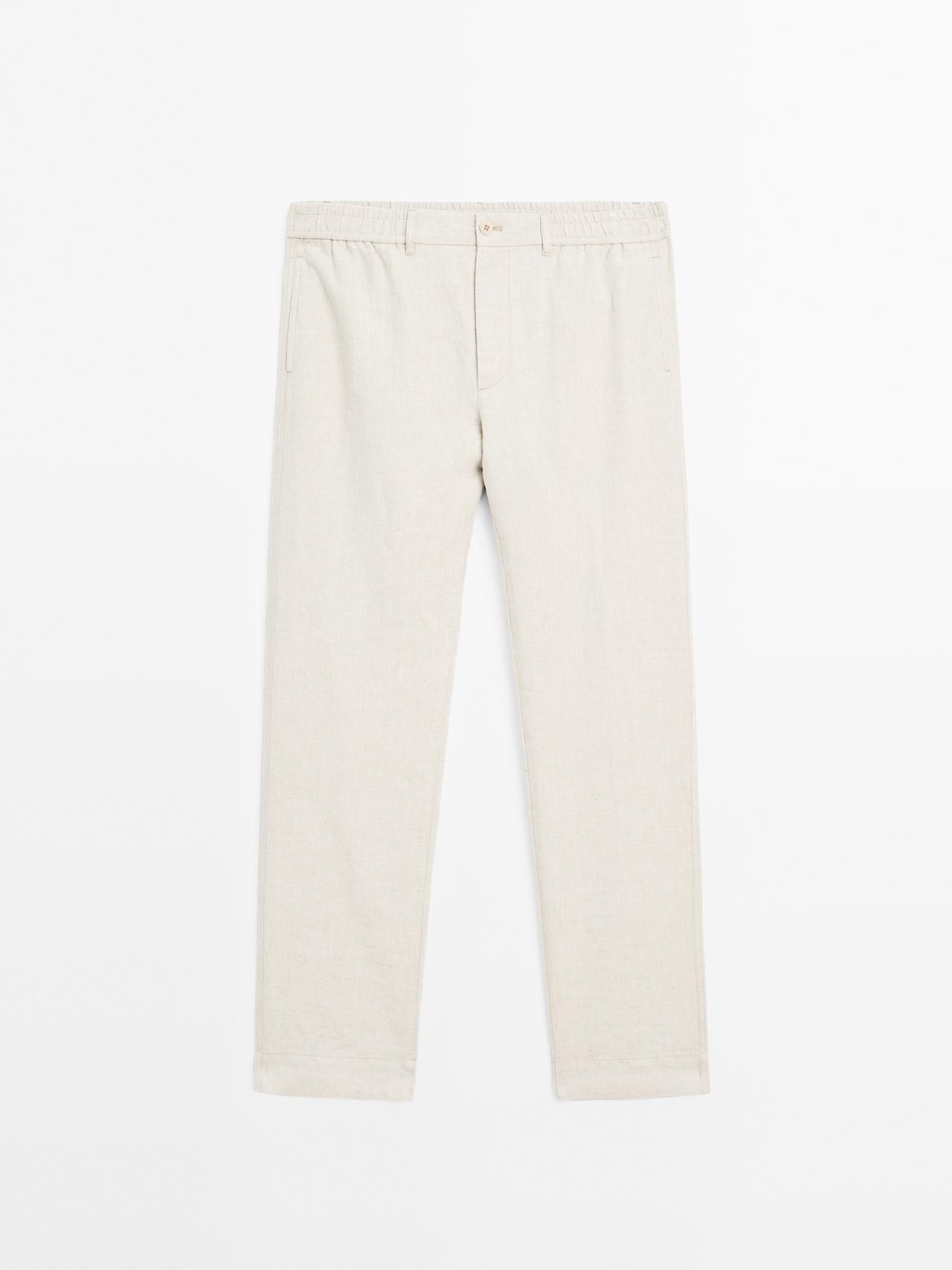 Massimo Dutti - Herre - Jogger Fit Bukser I 100 % Hør - Beige - S