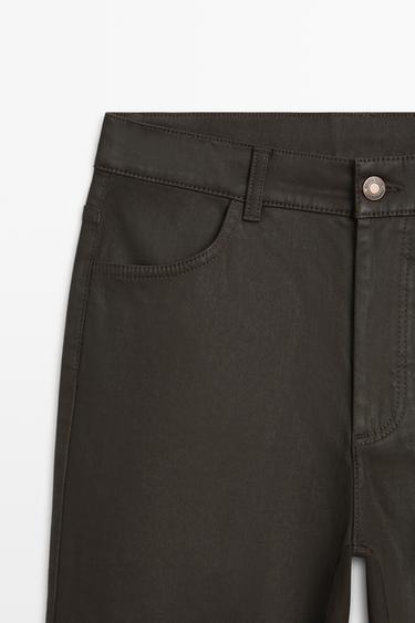 Waxed straight-leg pants — BROWN 4
