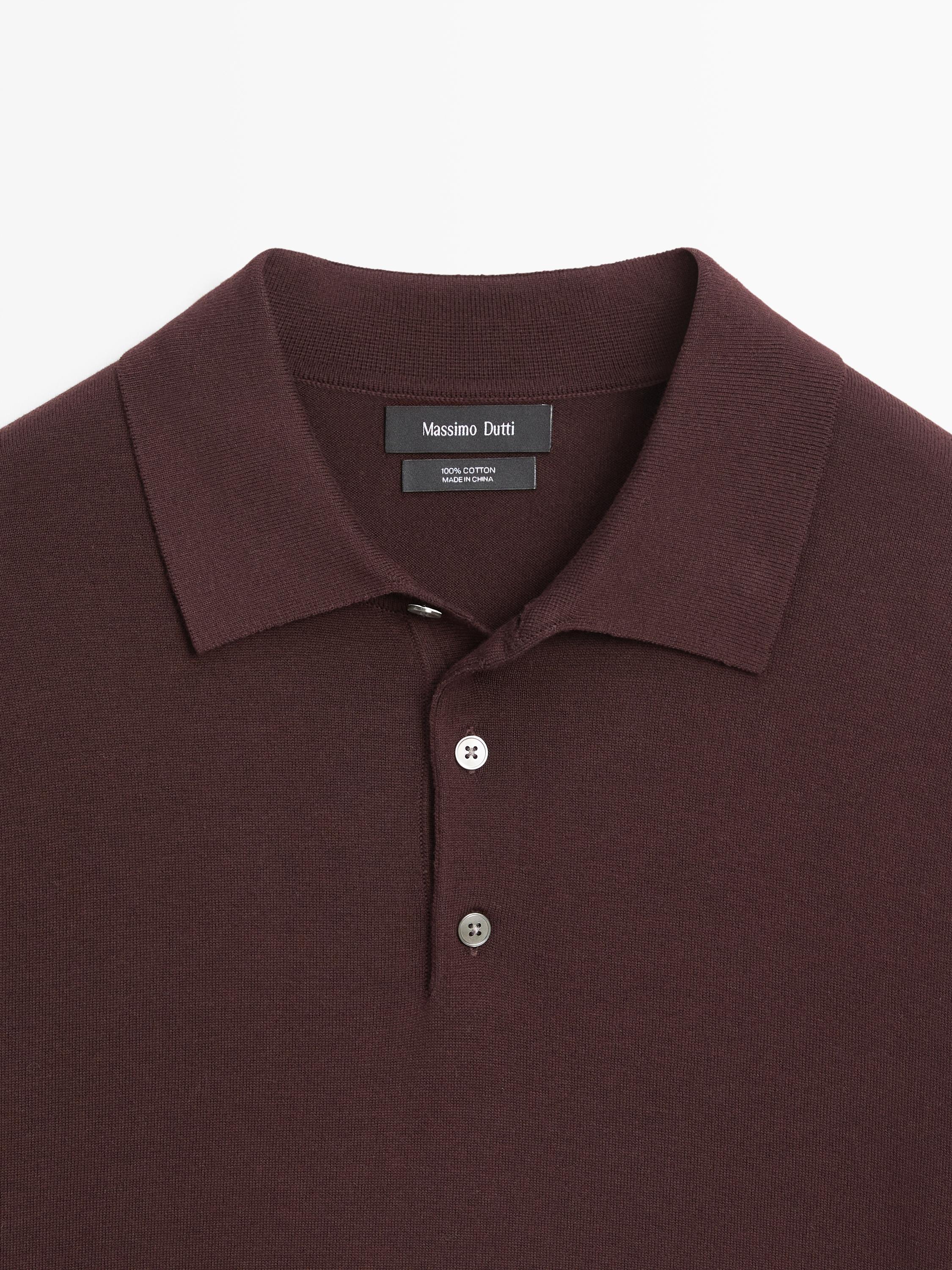 100% cotton knit polo shirt — BURGUNDY