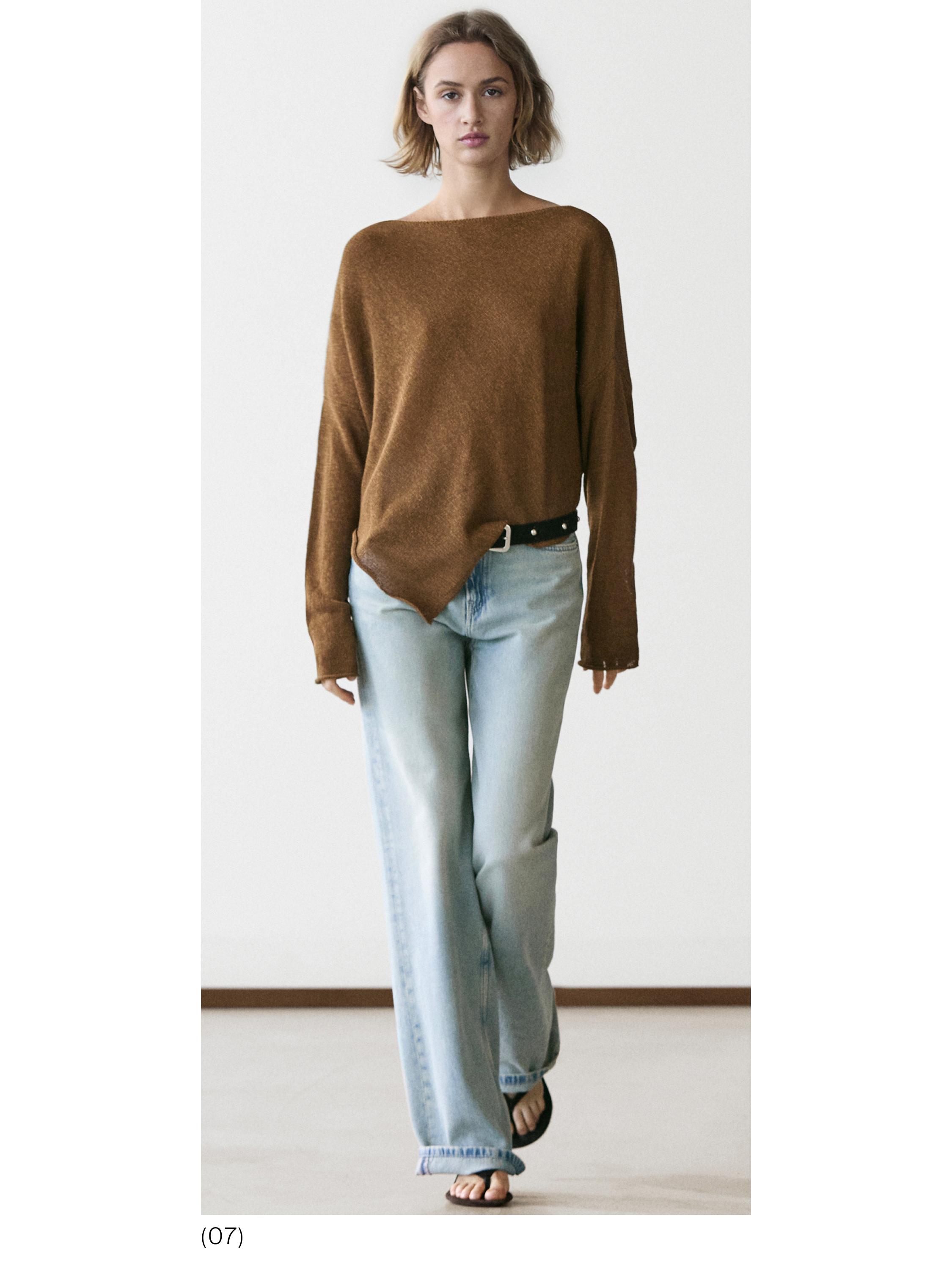 Asymmetric knit cape sweater — Tobacco brown