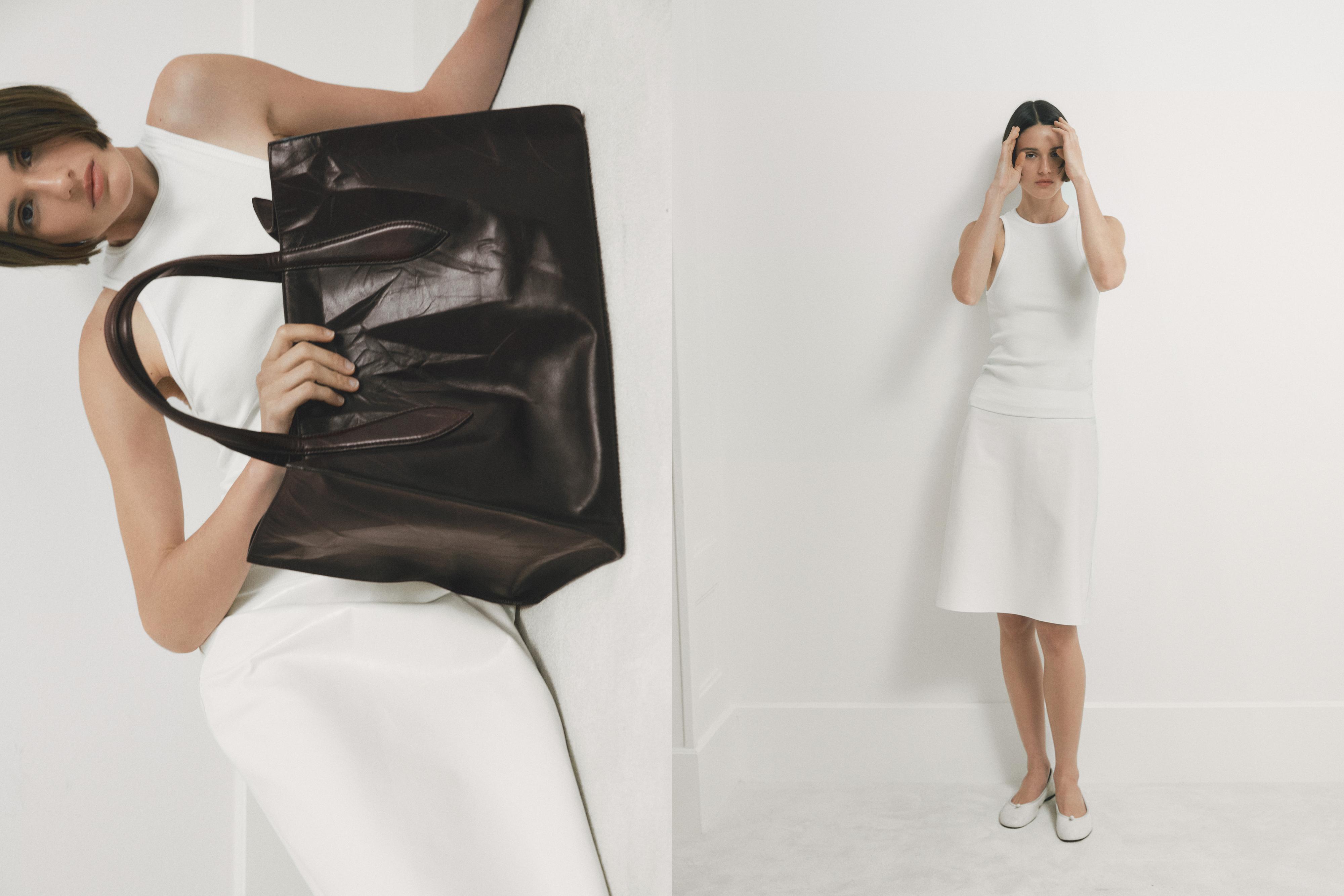 Crackled nappa leather maxi MD ICON bag — BROWN