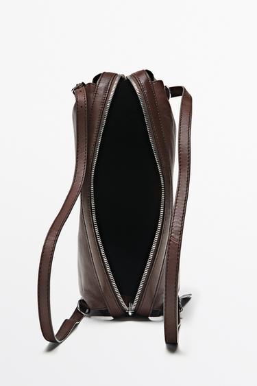 Medium nappa leather satchel bag — BROWN MARL 7