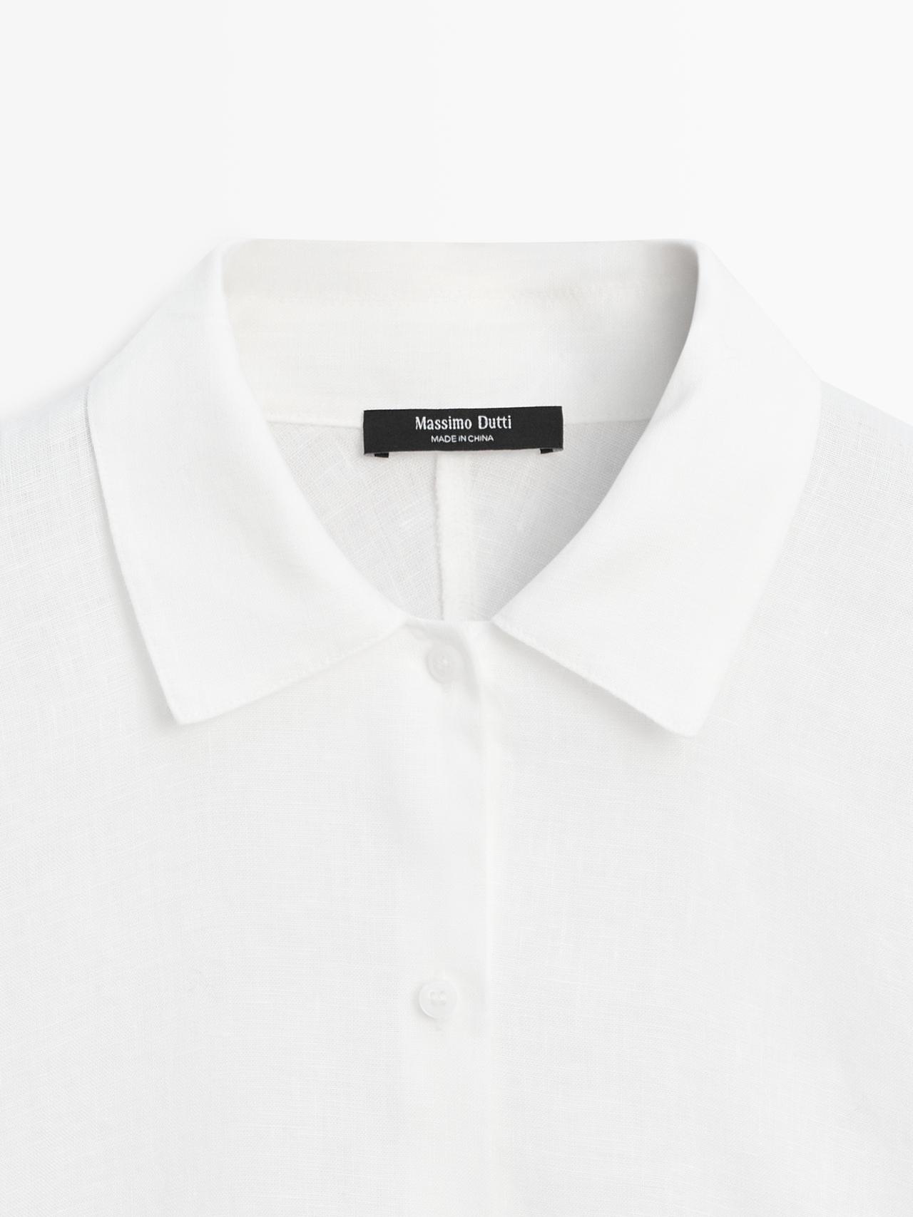 100% linen short sleeve shirt — WHITE