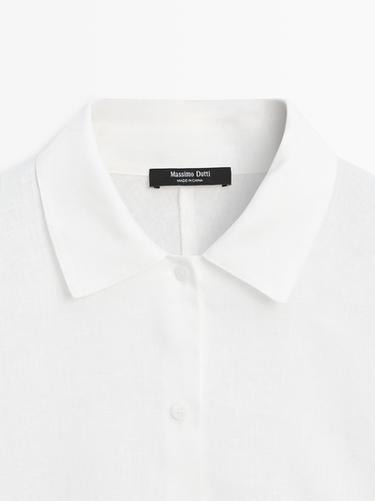 100% linen short sleeve shirt — WHITE 9