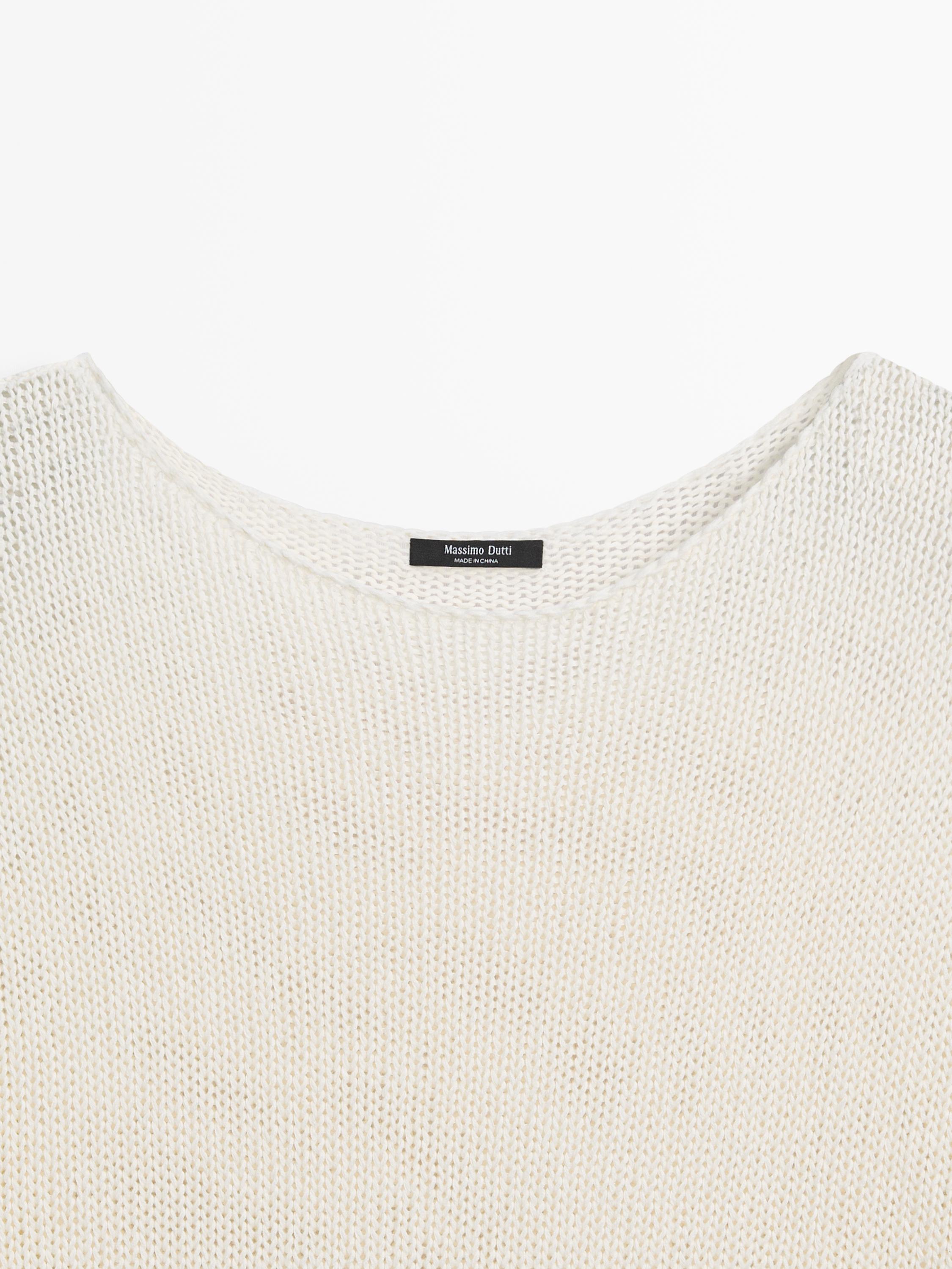Cotton blend cutwork sweater — CREAM