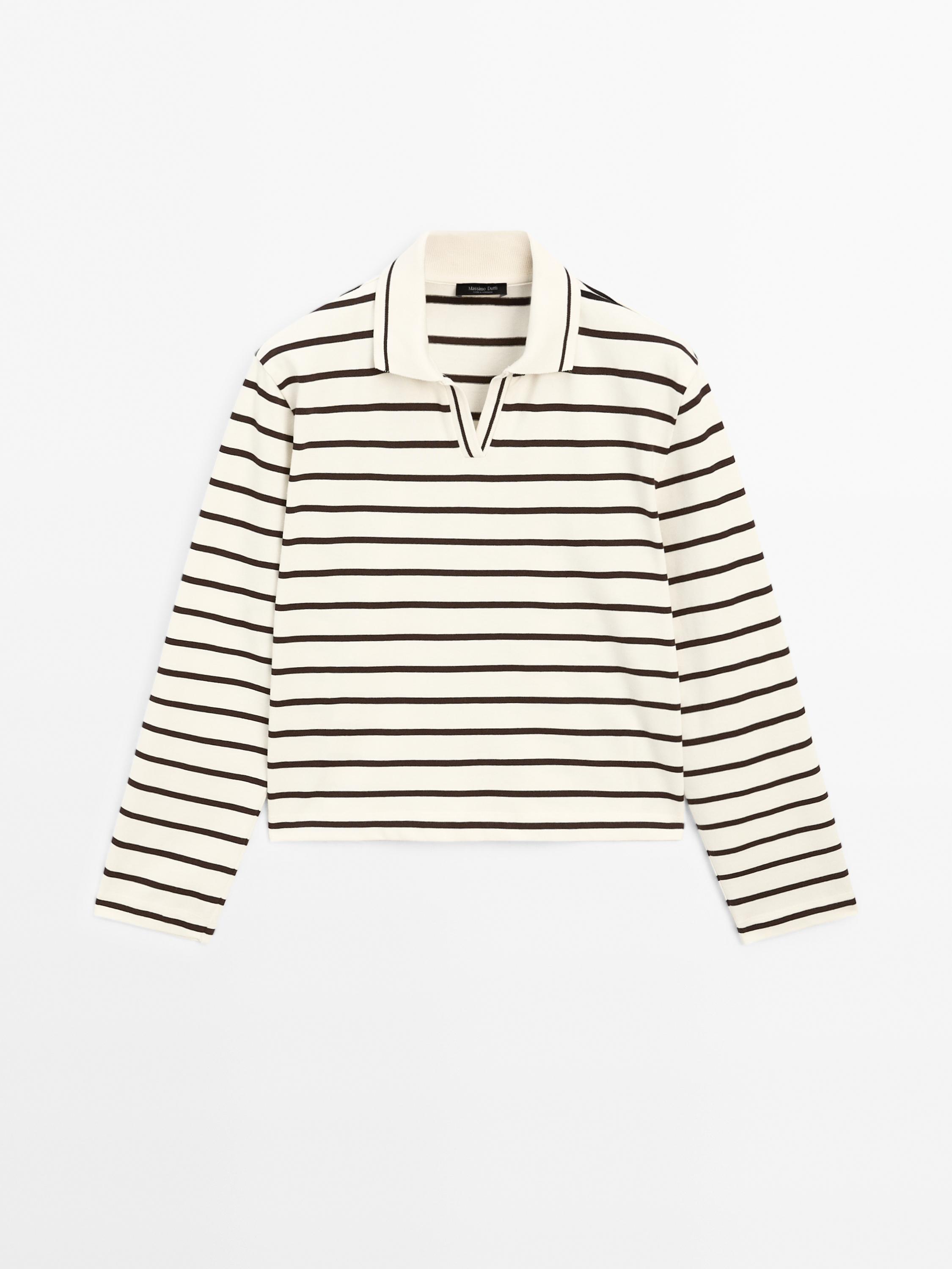 100% cotton striped polo shirt