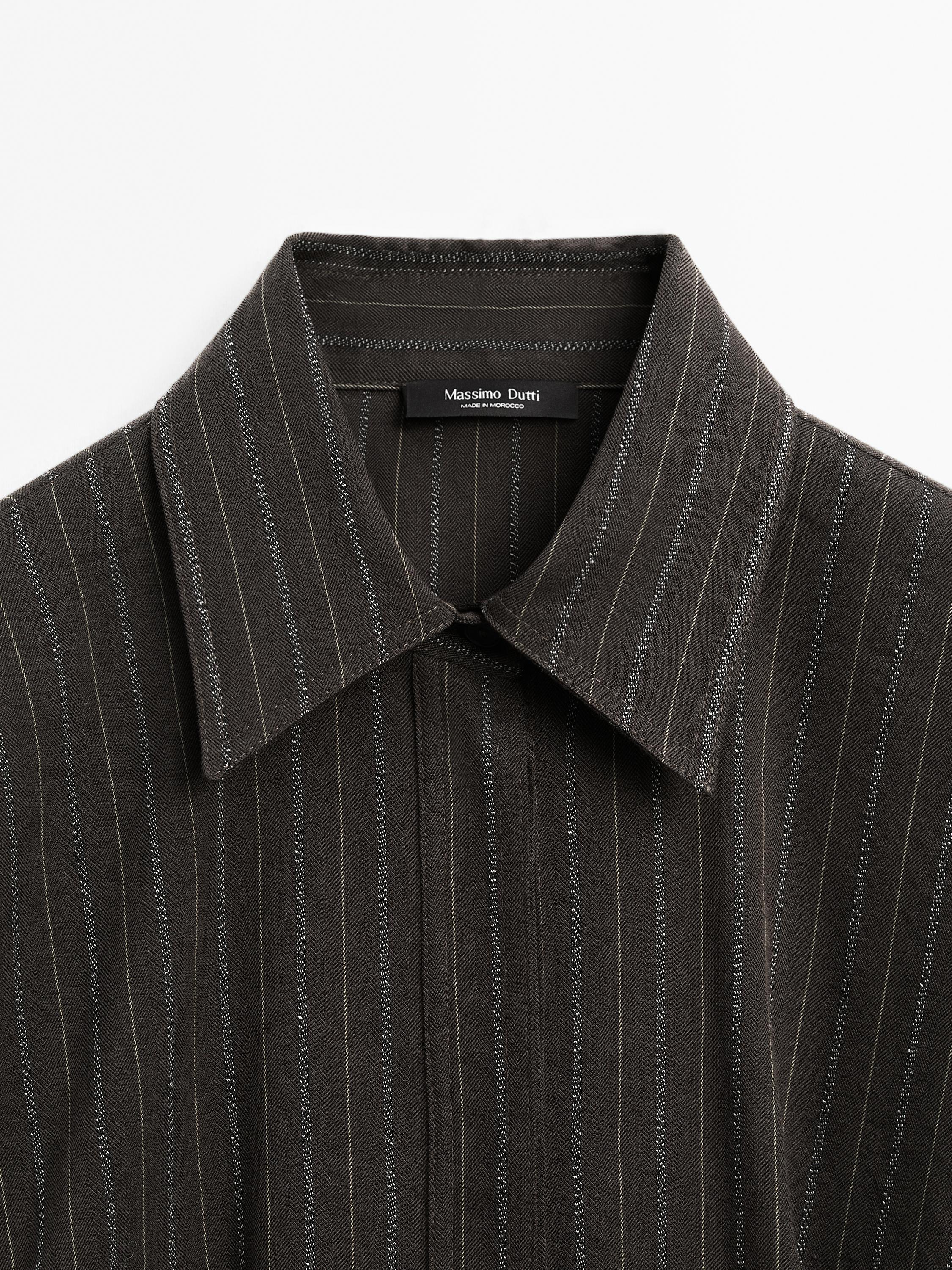 Striped overshirt with buckles