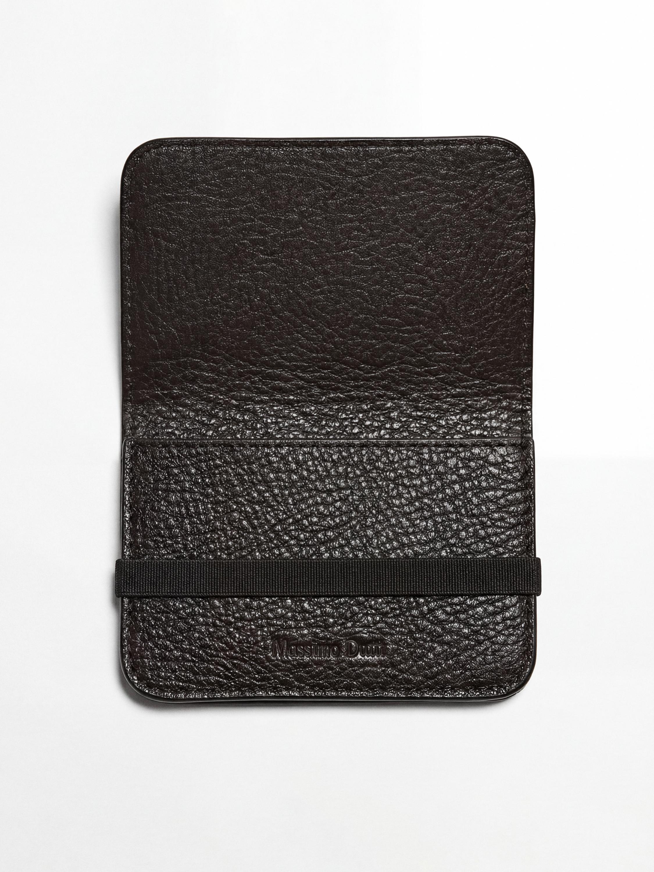 Nappa leather card holder with flap — BROWN (alternate view)
