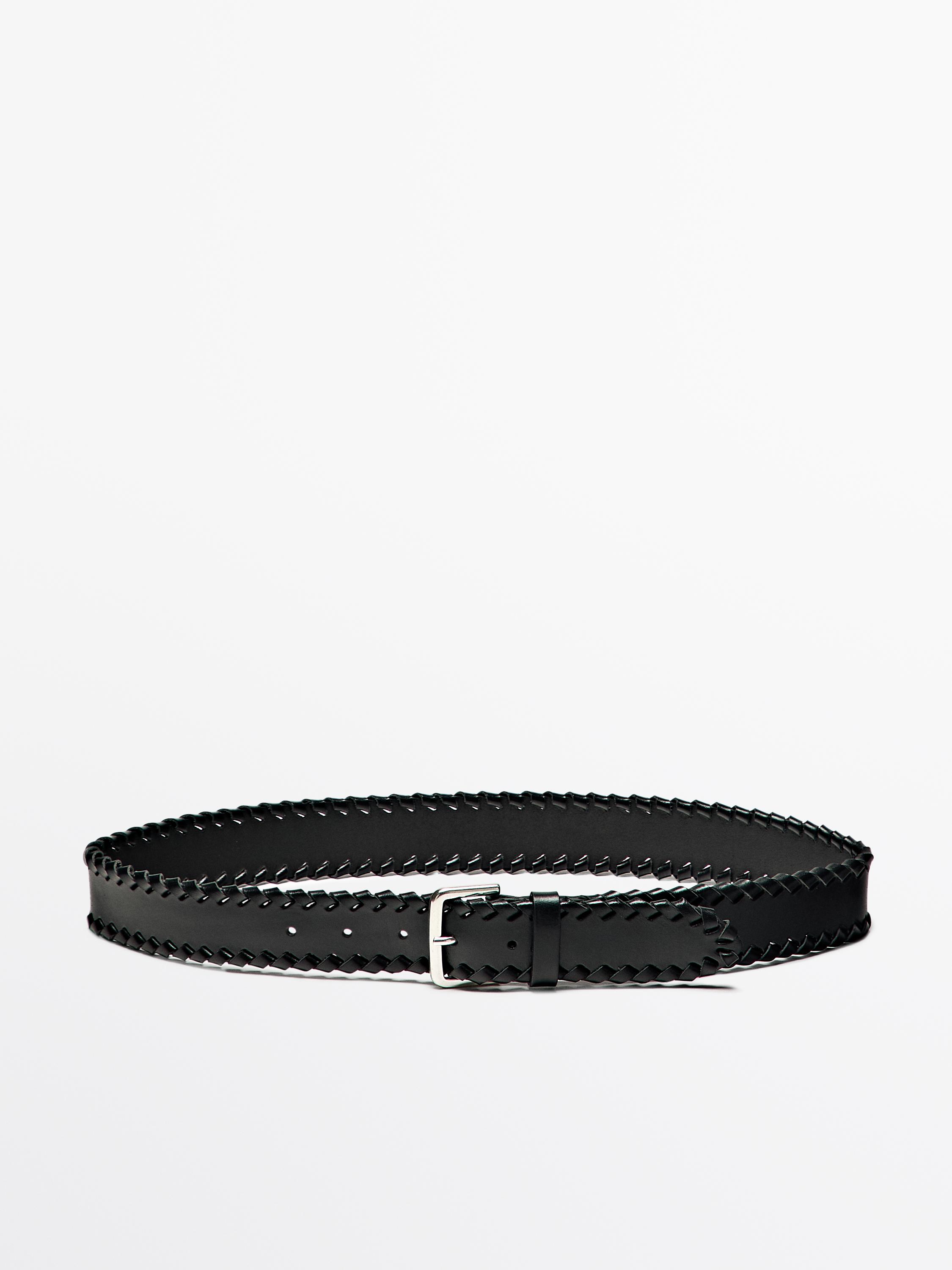 Nappa leather belt with braided detail