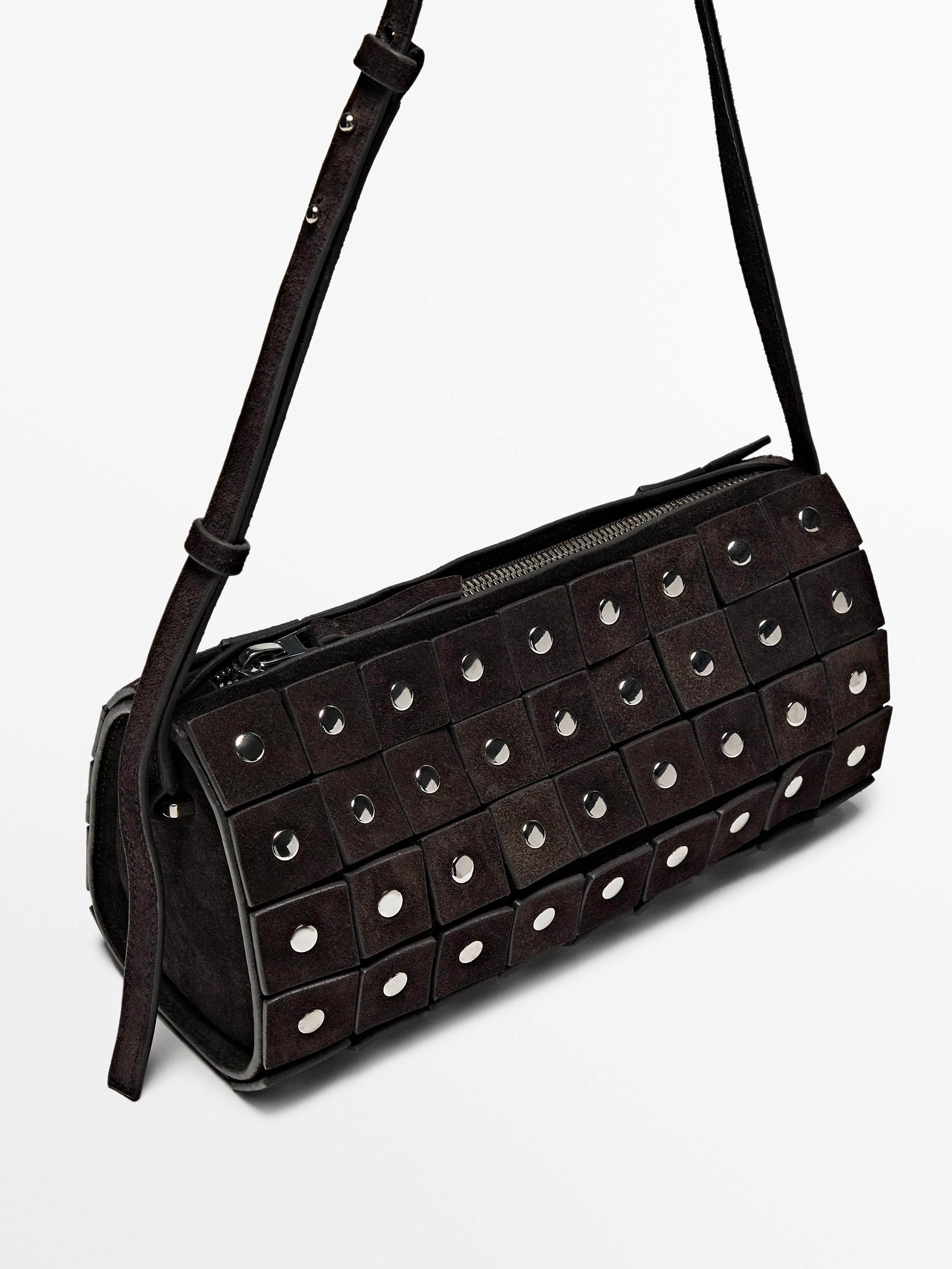 Massimo Dutti☆スタッズ スプリット スエード バレルバッグ Massimo Dutti☆スタッズ スプリット スエード バレルバッグ