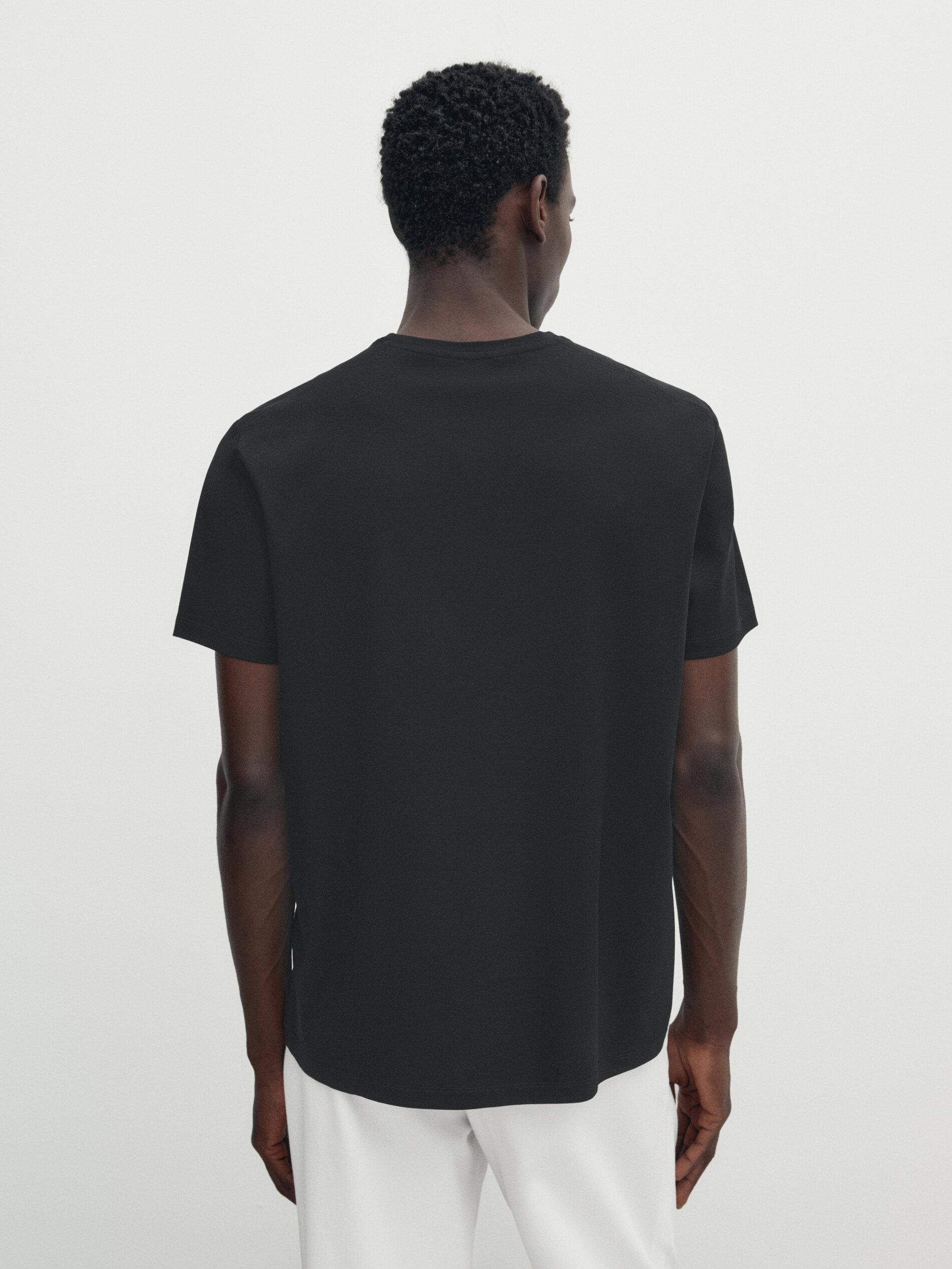 100% mercerised cotton T-shirt — BLACK