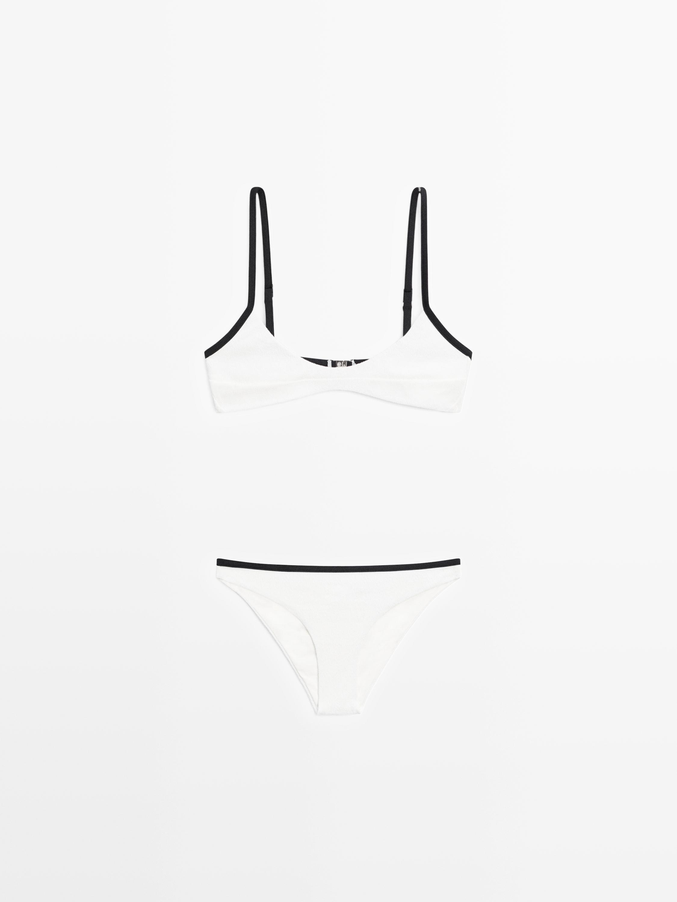 Contrast textured bikini bottoms — Off white