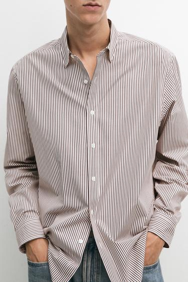 100% cotton regular fit striped shirt — GREEN 8