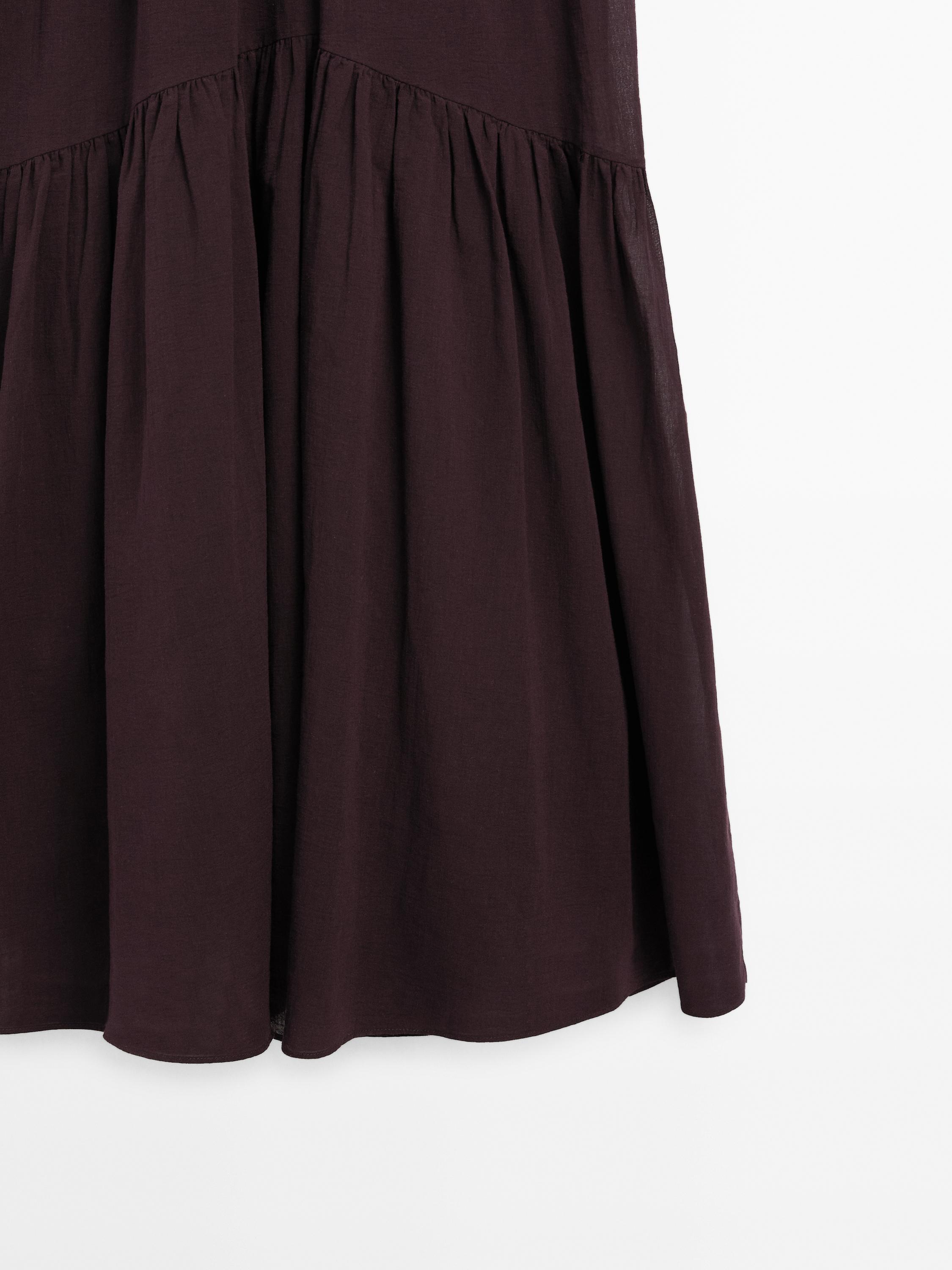 Cotton blend contrast flounce dress
