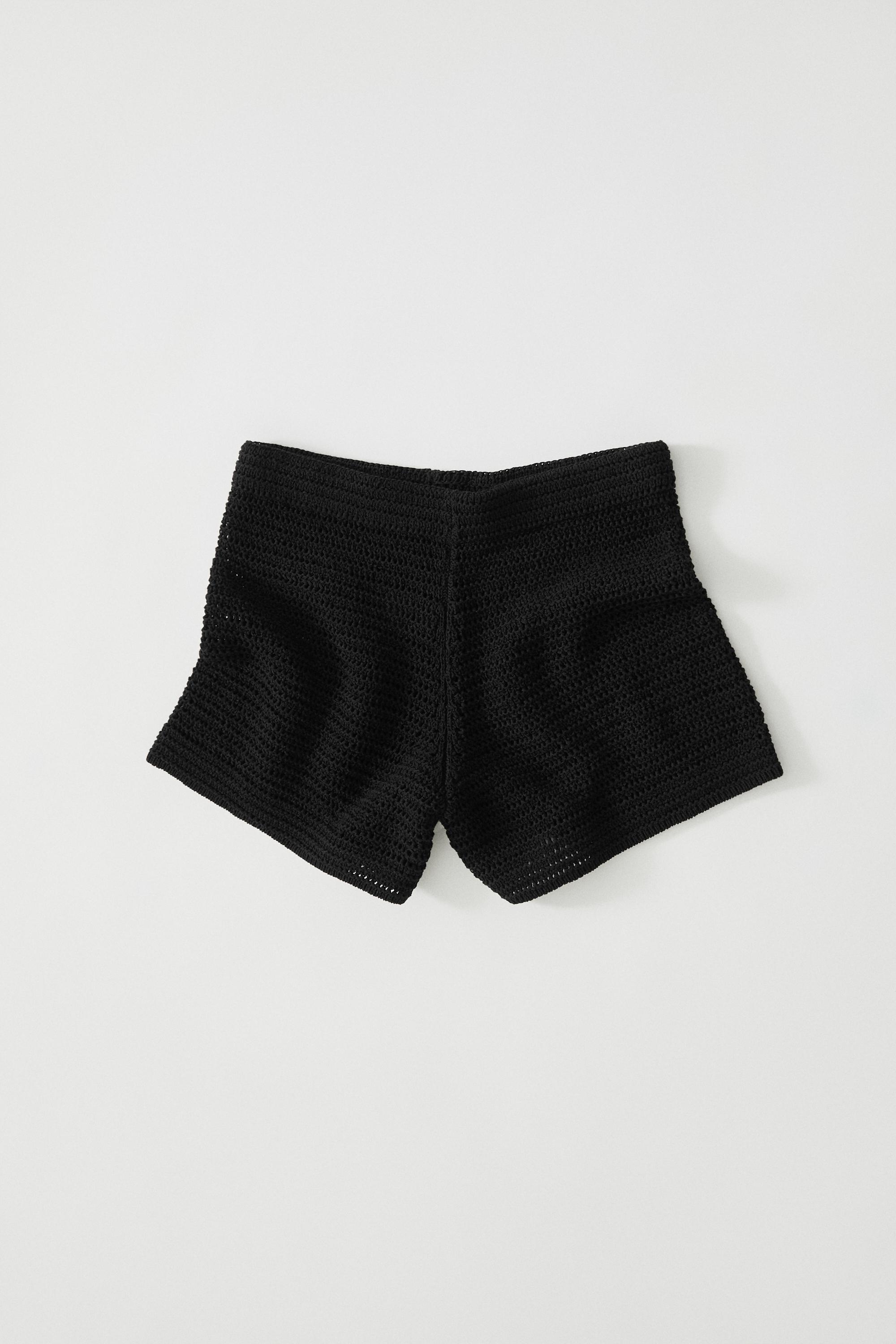 Short cotton blend knit Bermuda shorts — BLACK